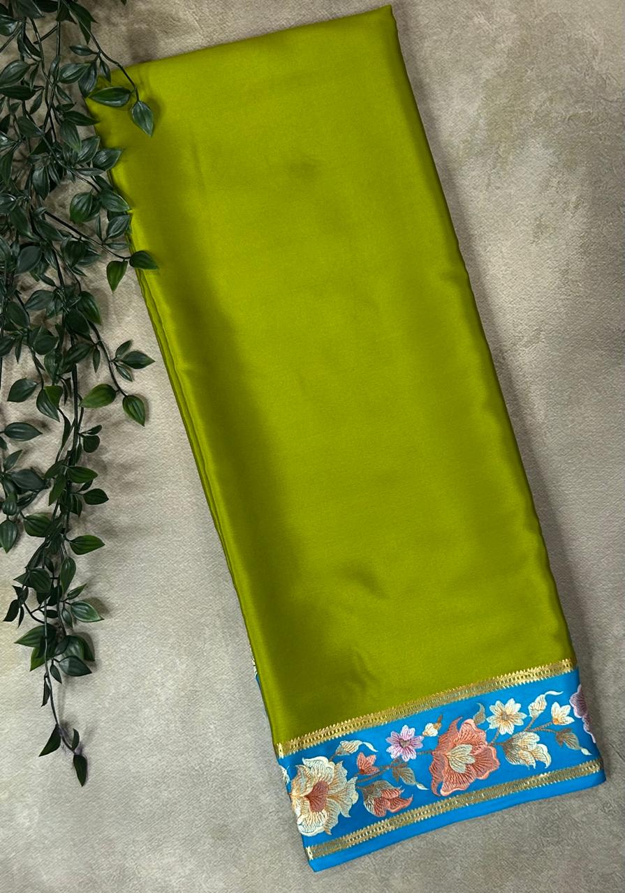 Light green embrodiery pure mysore crepe silk-102 saree