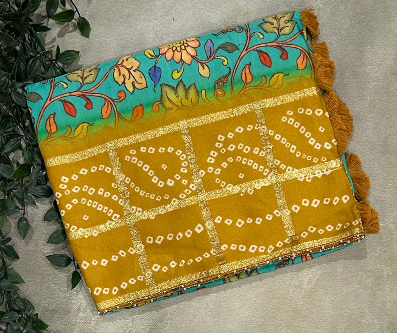 Rama green Patola modal satin 102 saree