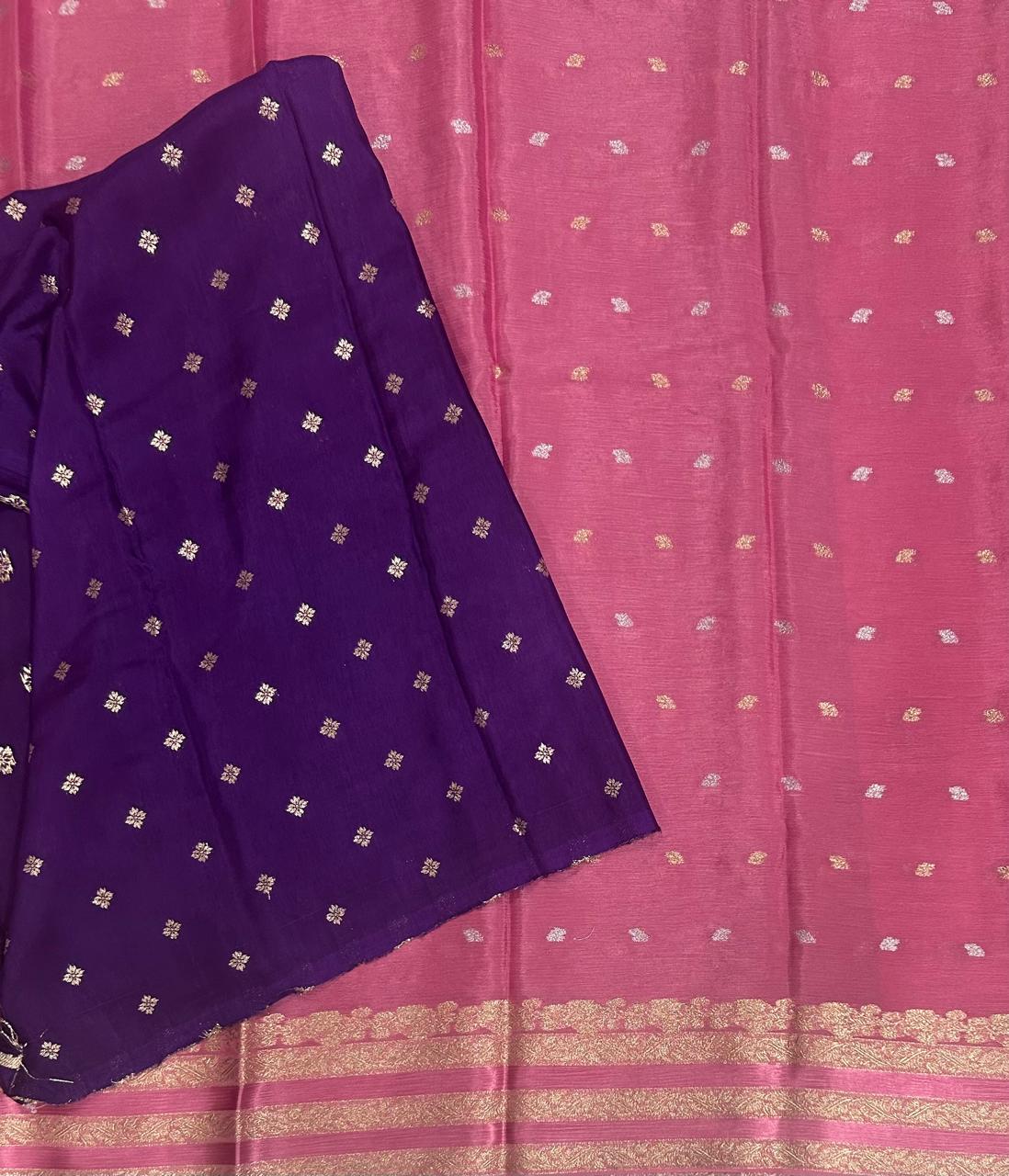 Light pink chinnon satin border 103 saree