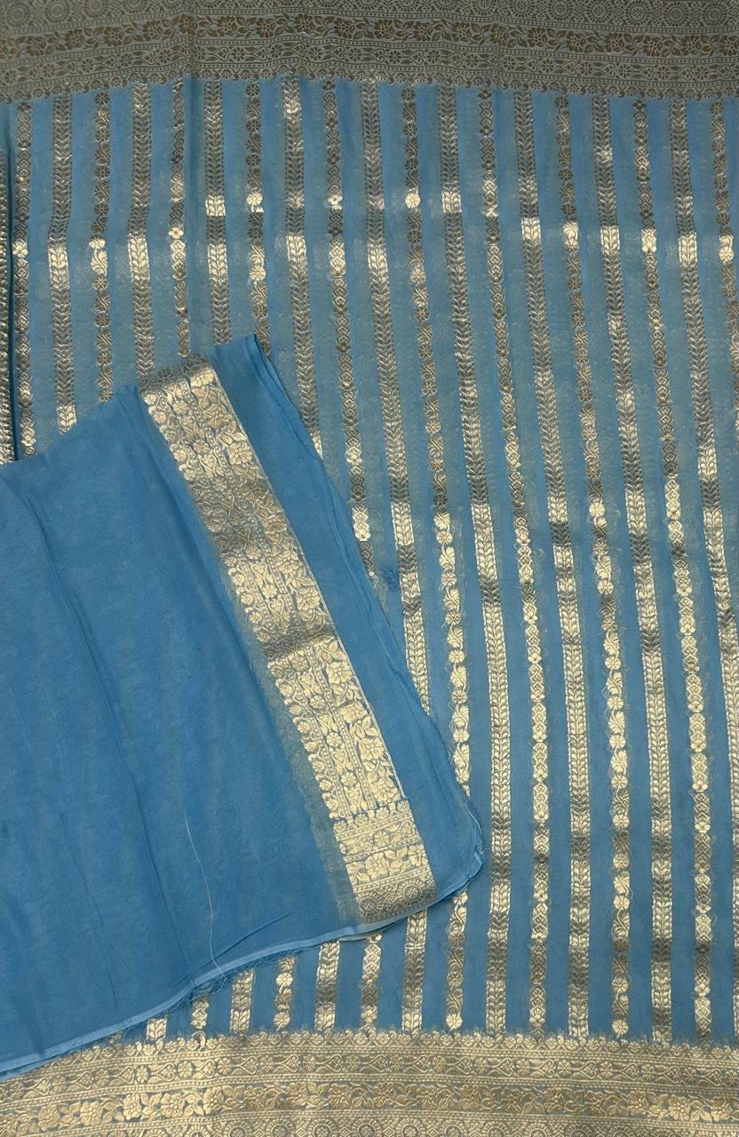 Blue stripes semi georgette 103 saree