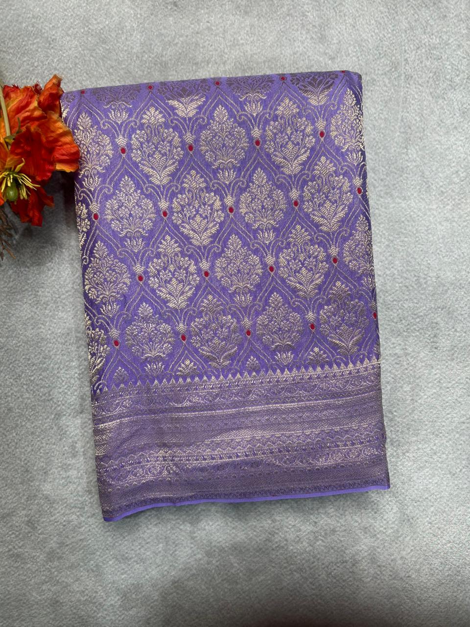 Purple brocade pure mysore silk 104 saree