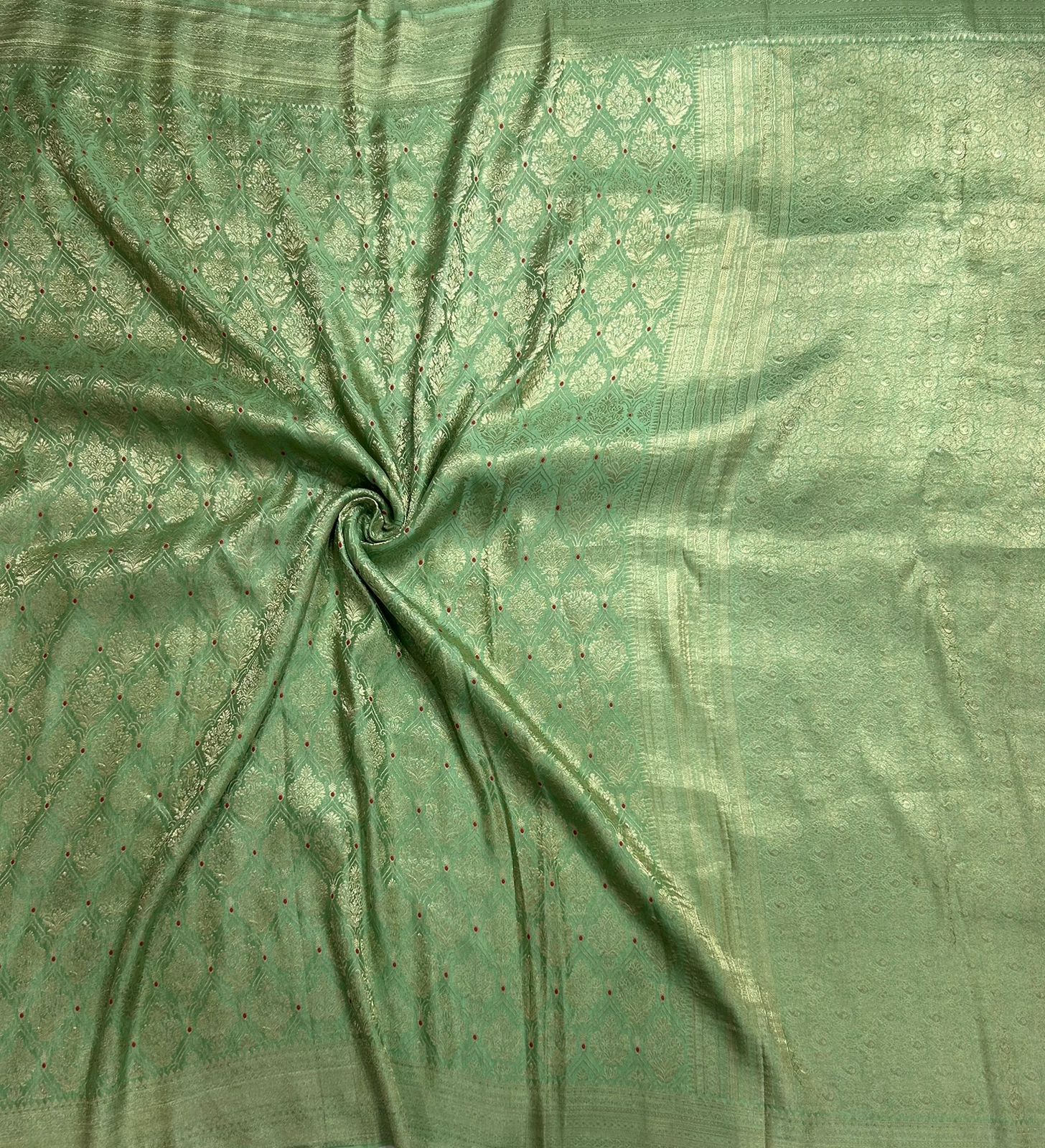 Pastel green brocade pure mysore-104 silk saree