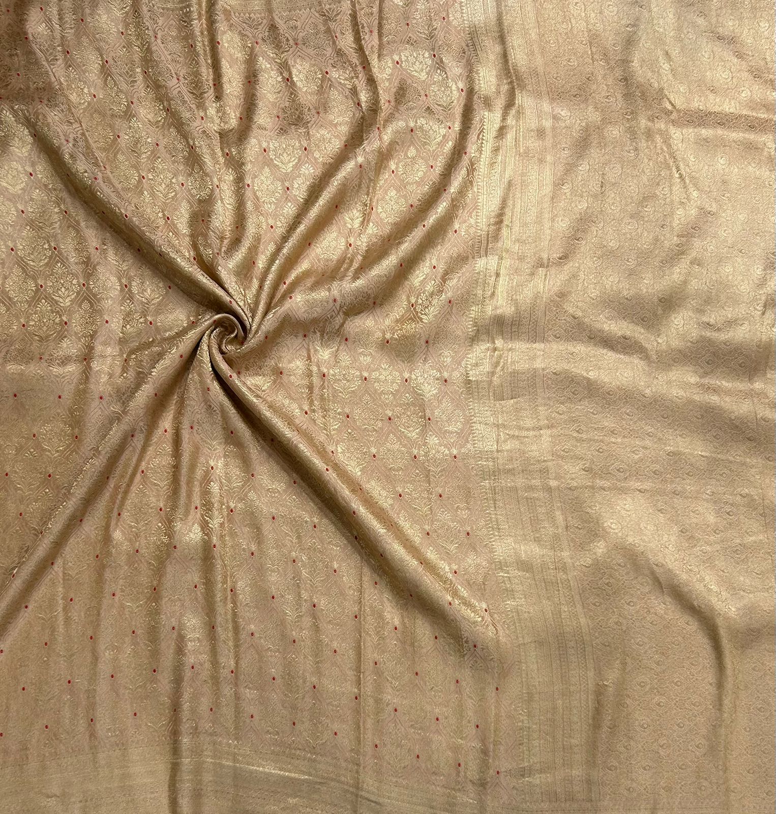 Peach brocade pure mysore-104 silk saree