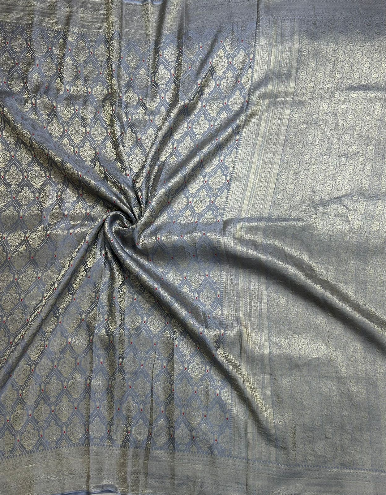 Grey brocade pure mysore-104 silk saree