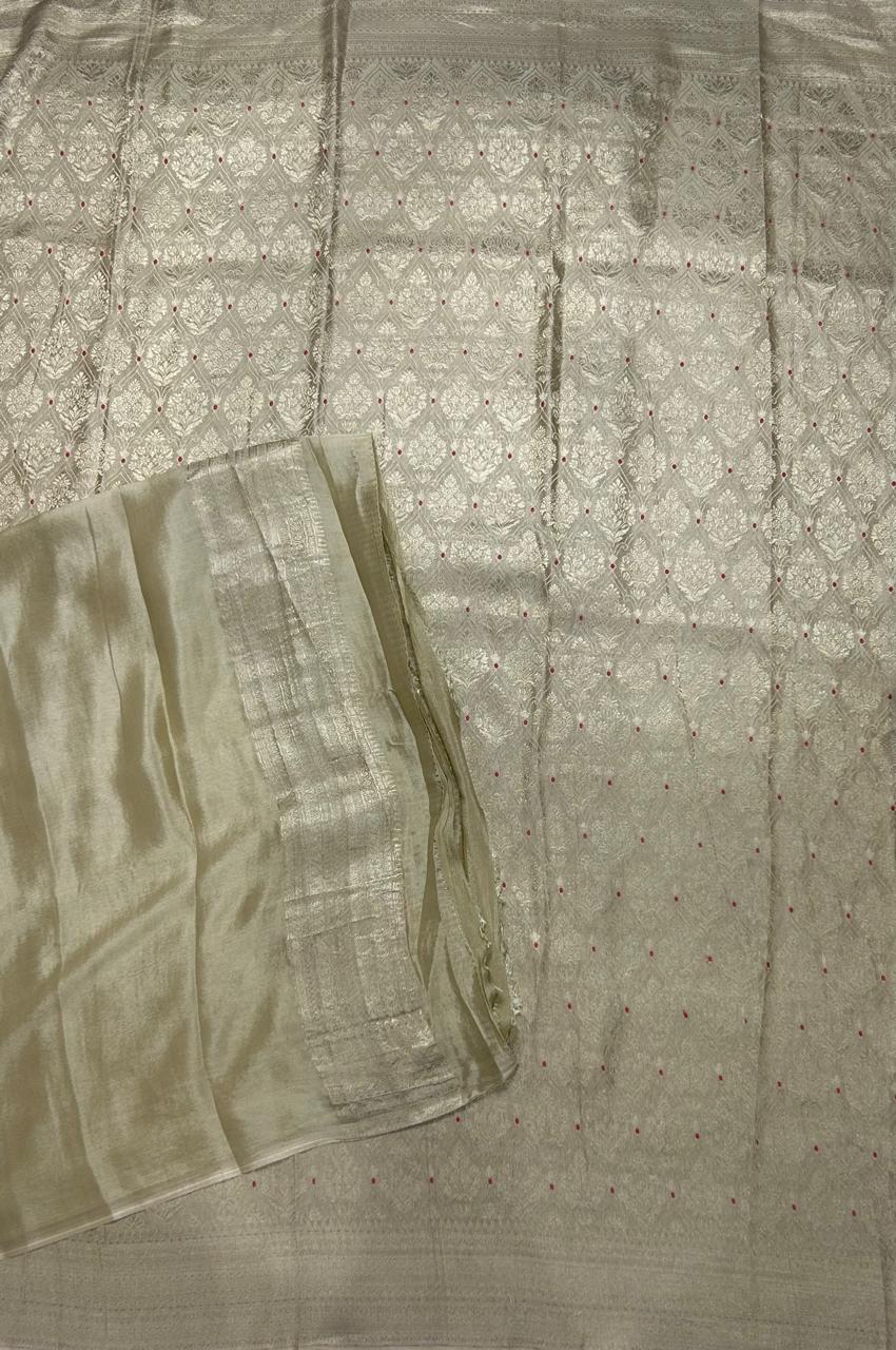 Golden beige brocade pure mysore-104 silk saree