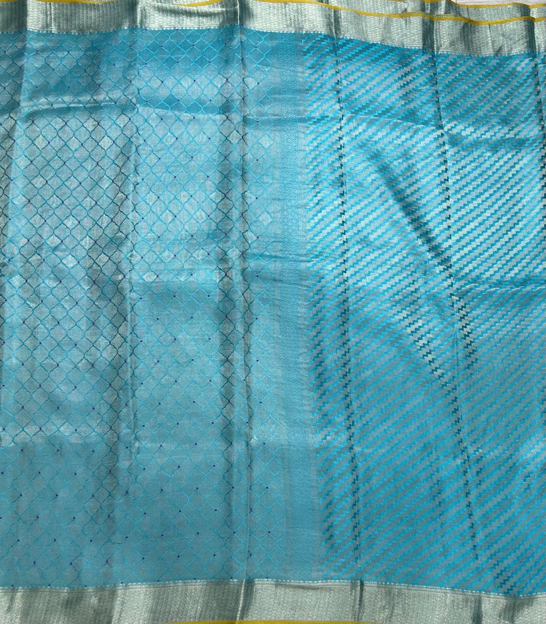 Sky blue brocade pure mysore-104 silk saree
