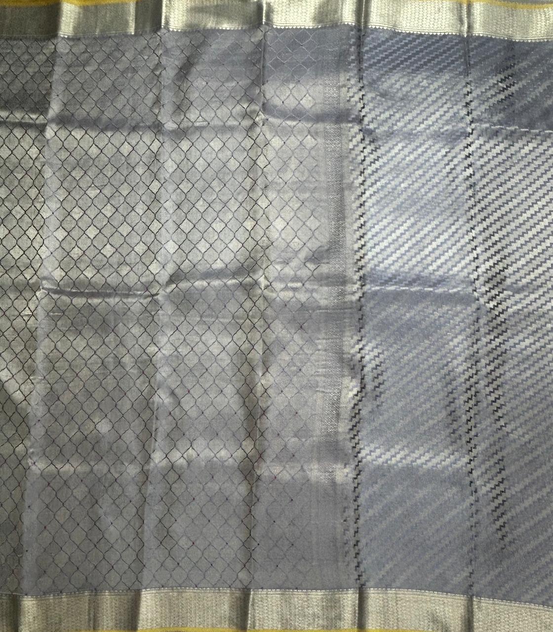 Grey brocade pure mysore-104 silk saree