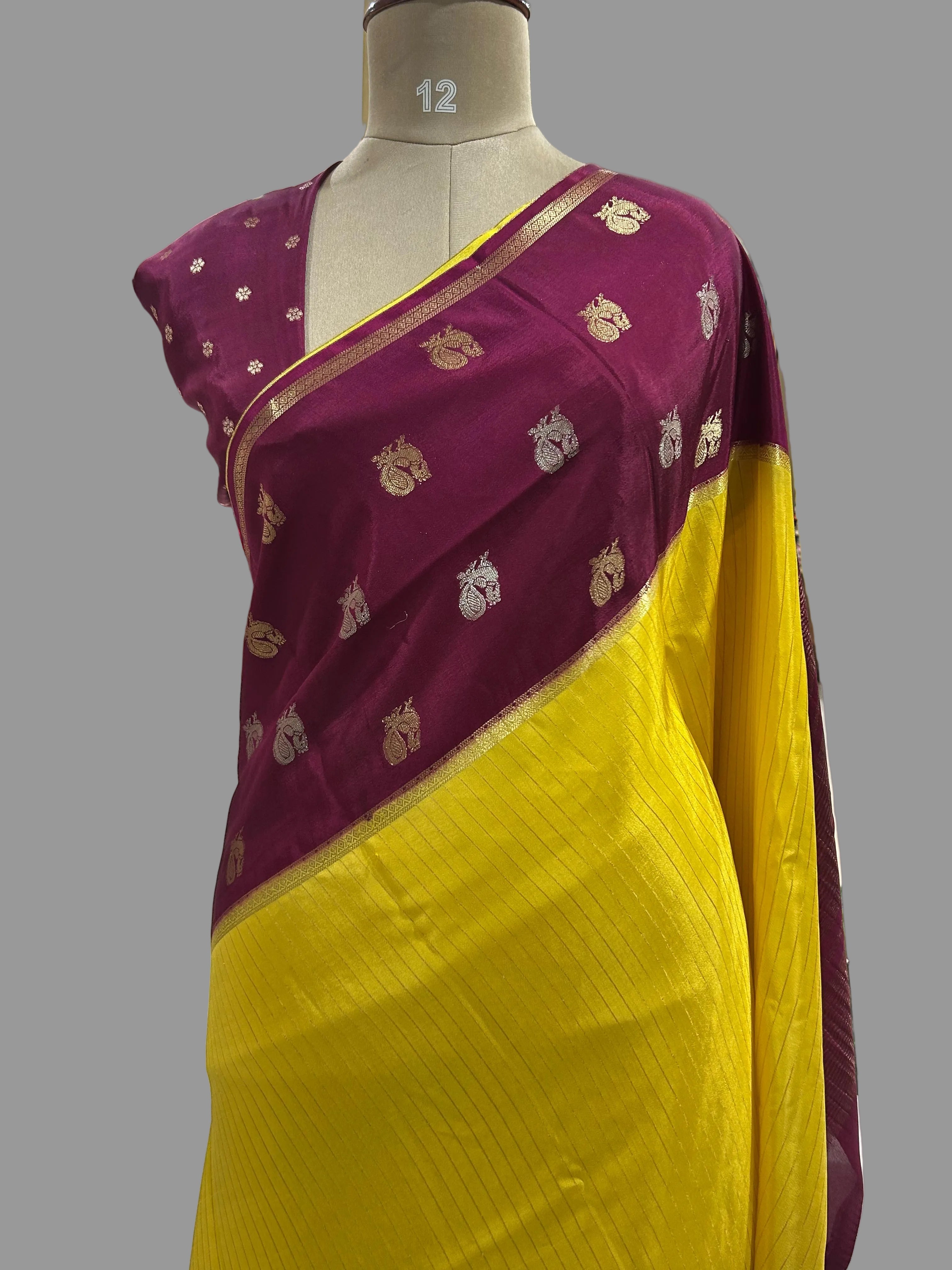 2D butta n stripes semi Mysore 104 saree