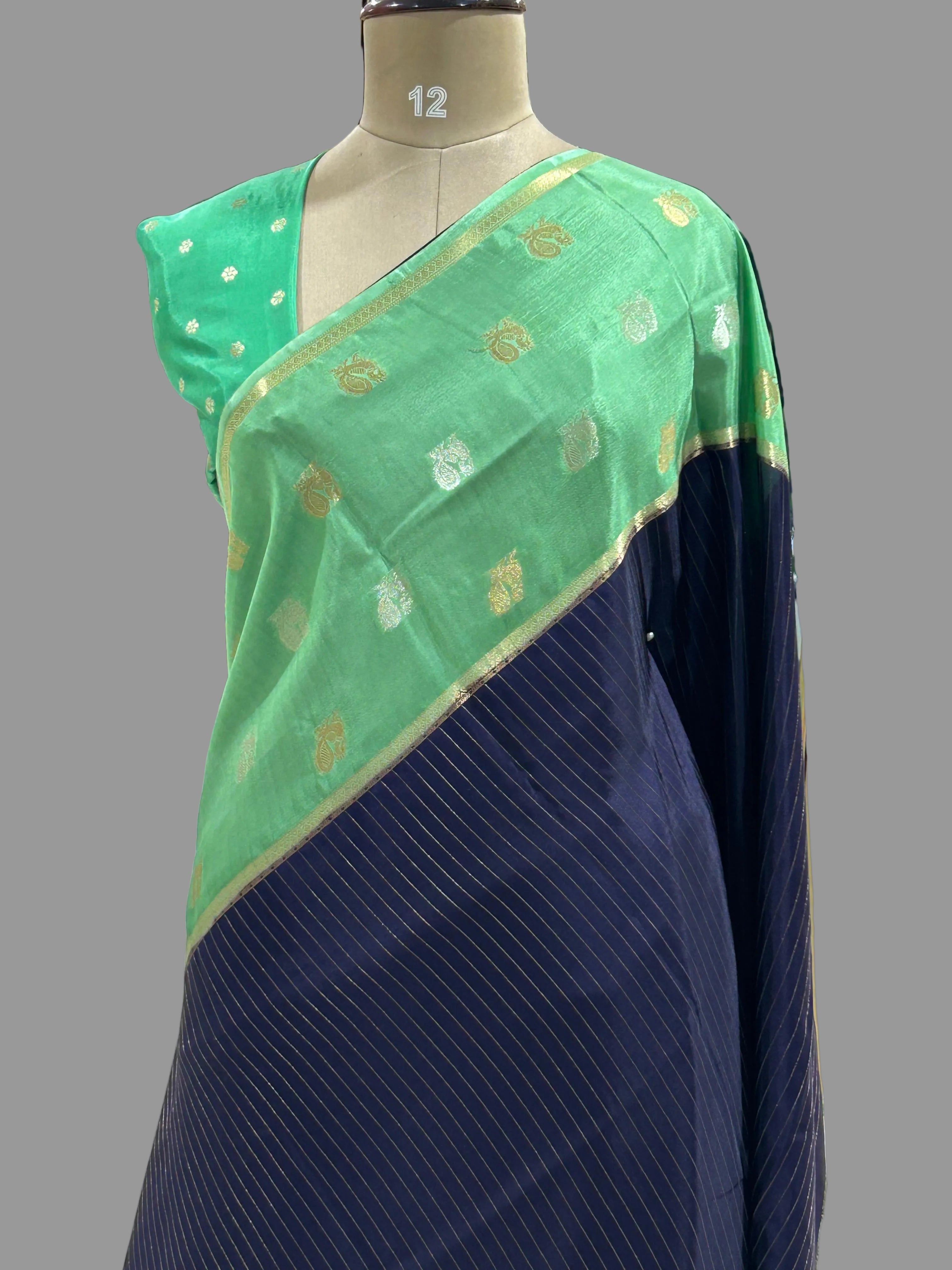 2D butta n stripes semi Mysore 104 saree