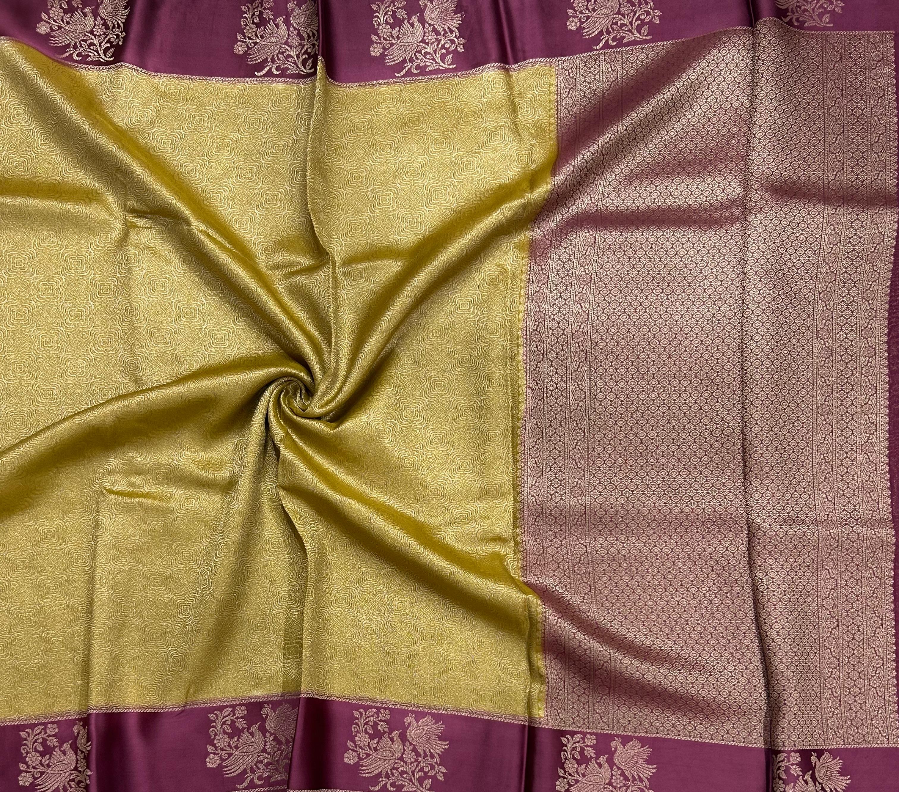 Golden satin border brocade semi tissue 104 saree