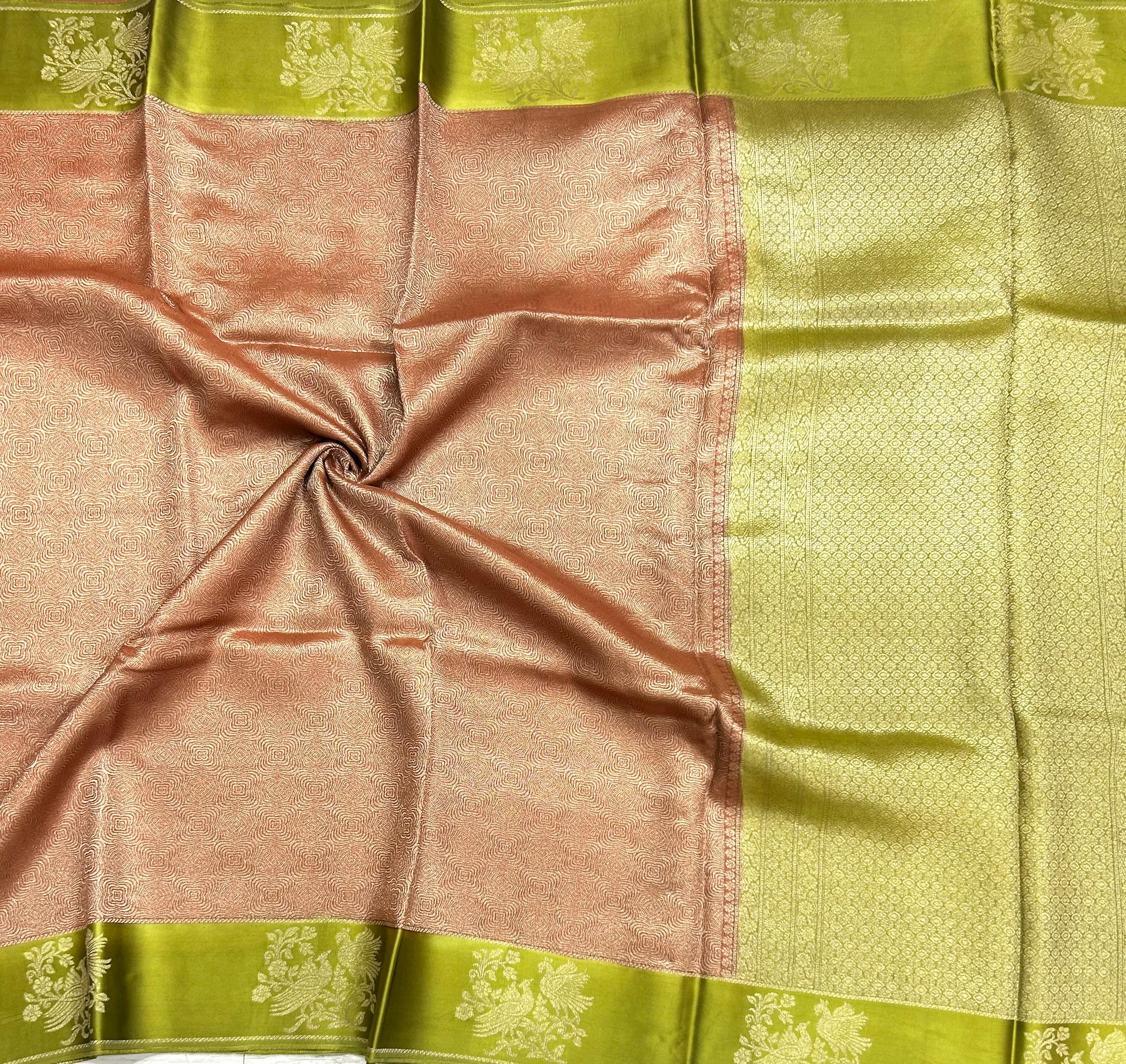 Red satin border brocade semi tissue 104 saree