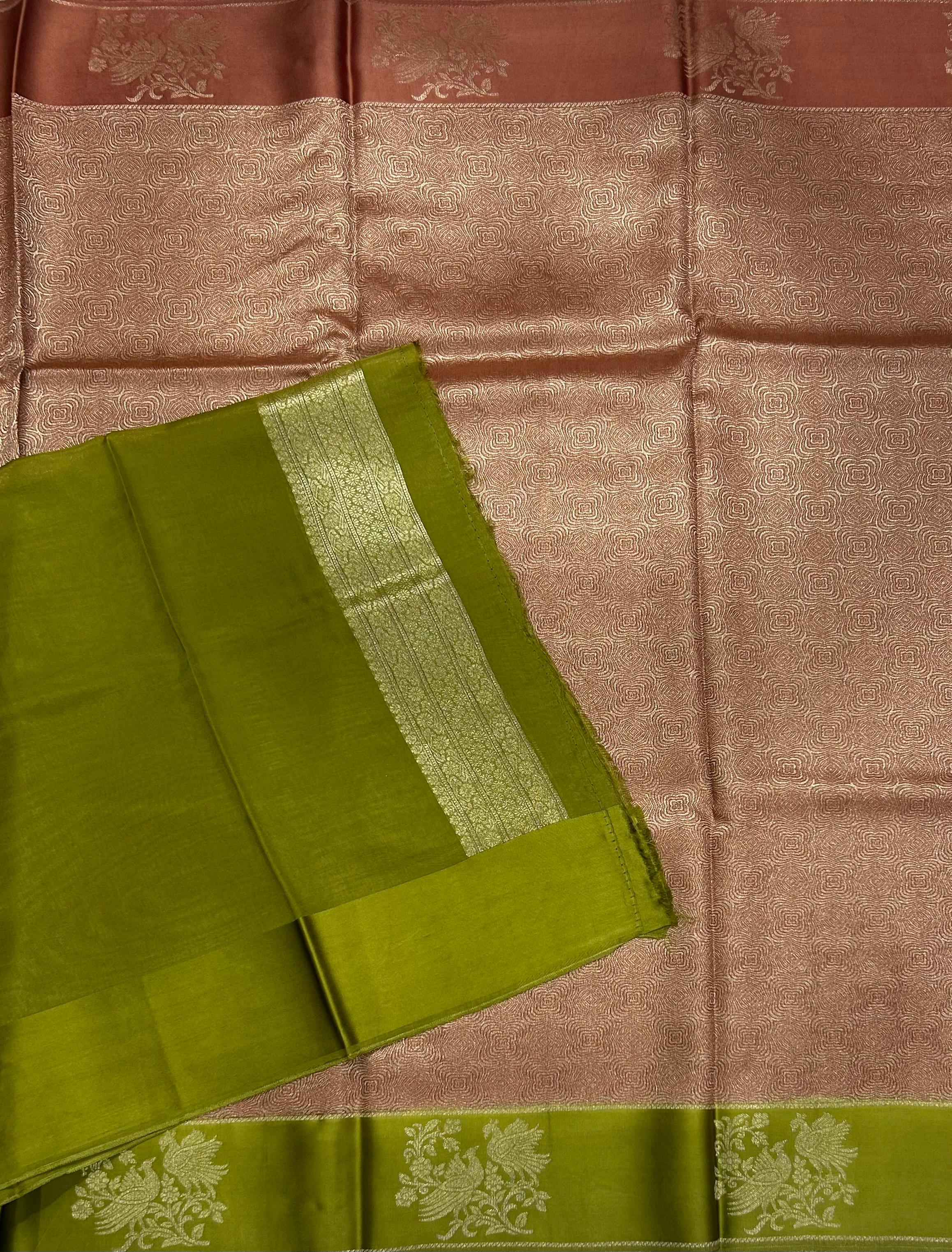Red satin border brocade semi tissue 104 saree