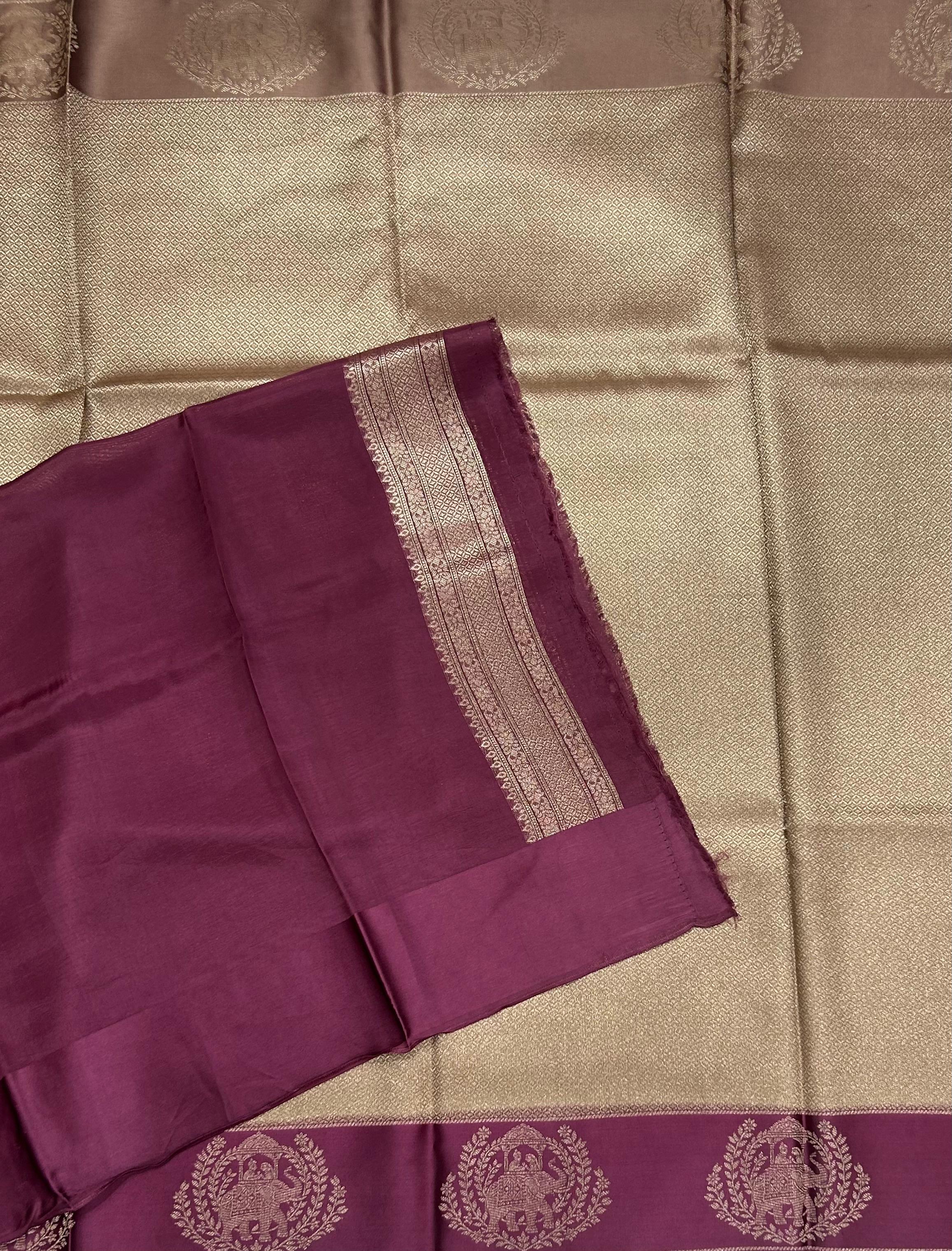 Golden satin border brocade semi tissue 104 saree