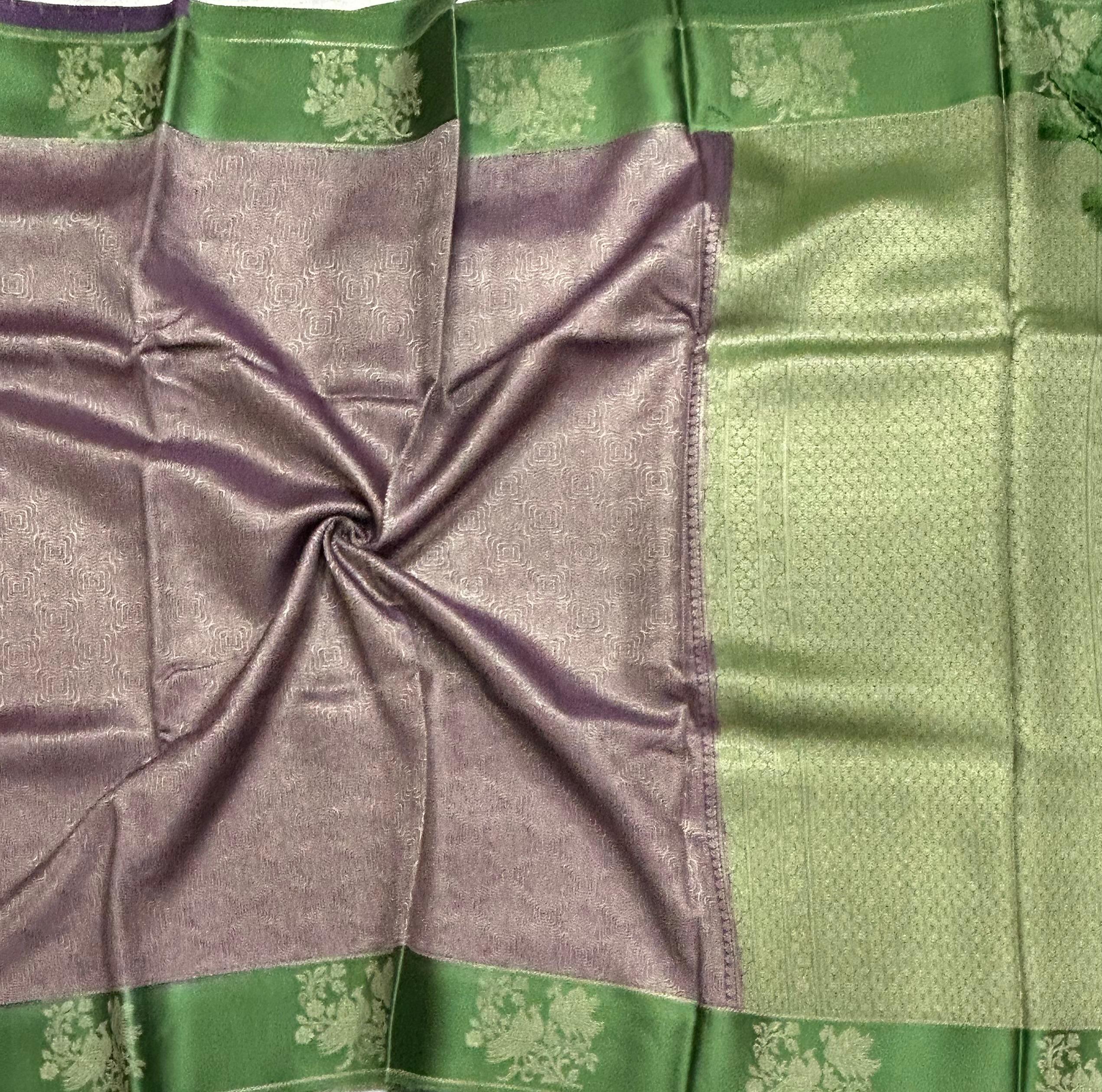 Purple satin border brocade semi tissue 104 saree