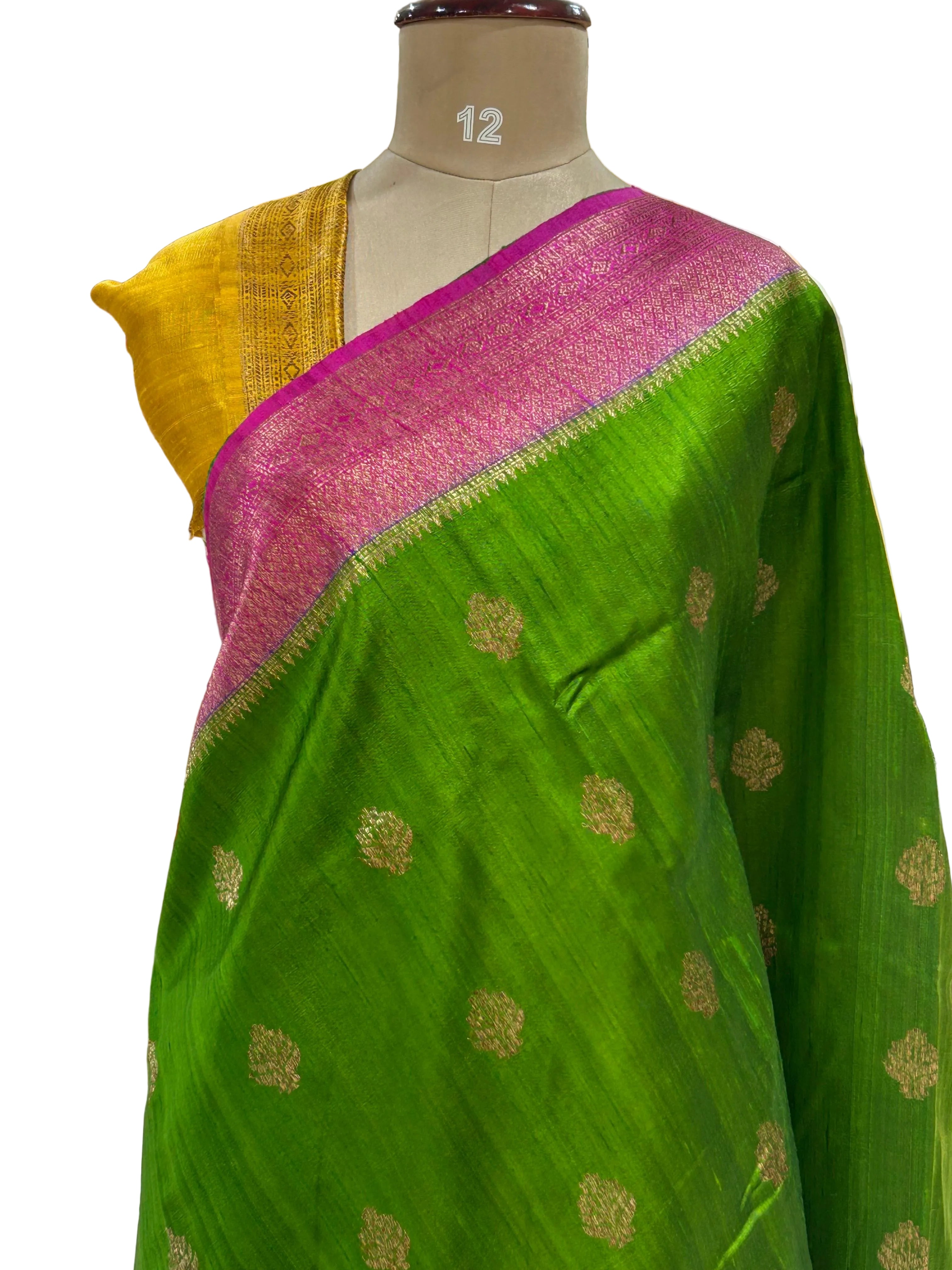 Green-3 small butta pure tussar crepe 104 silk saree