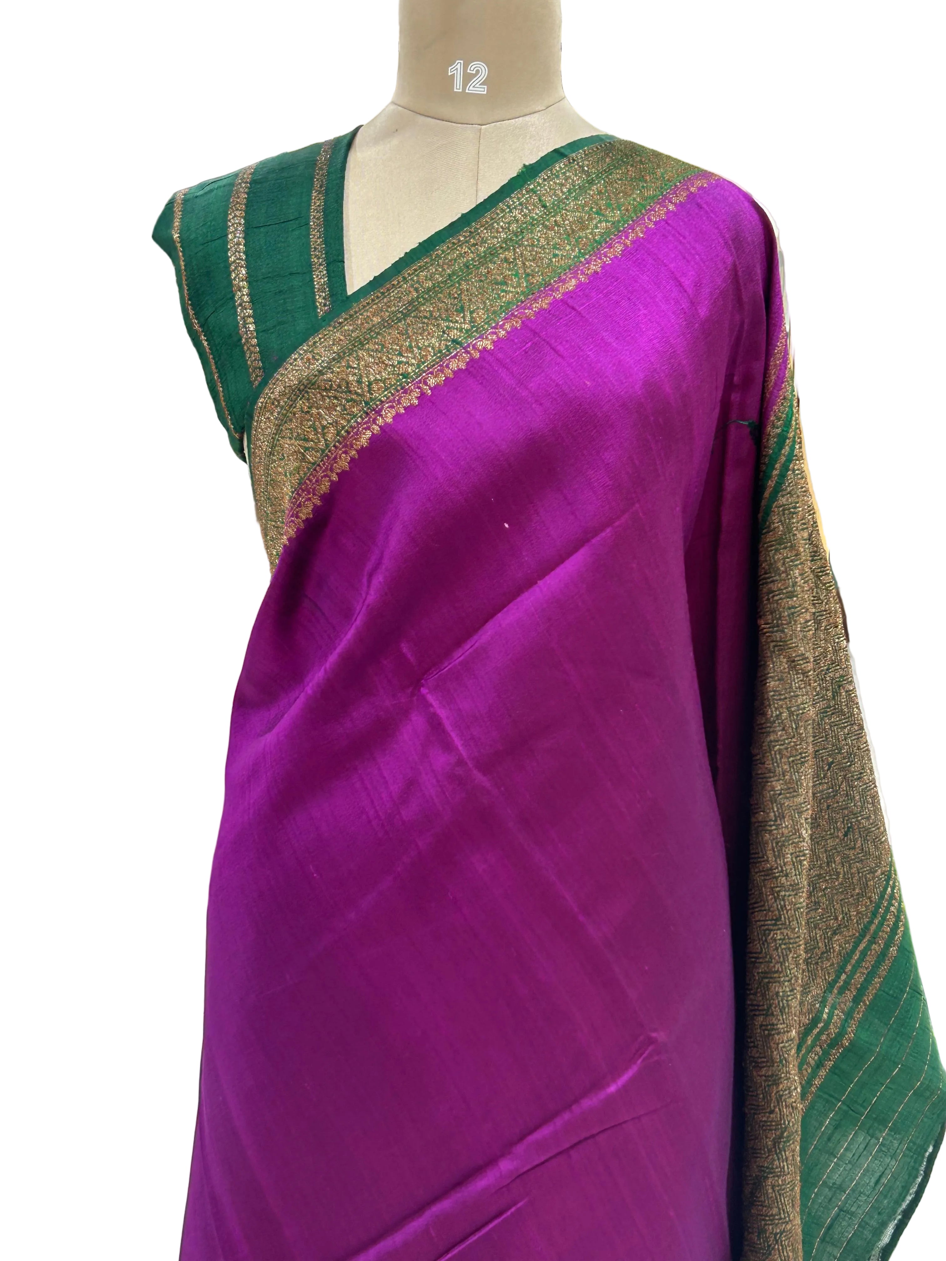 Purple small butta pure tussar crepe 104 silk saree
