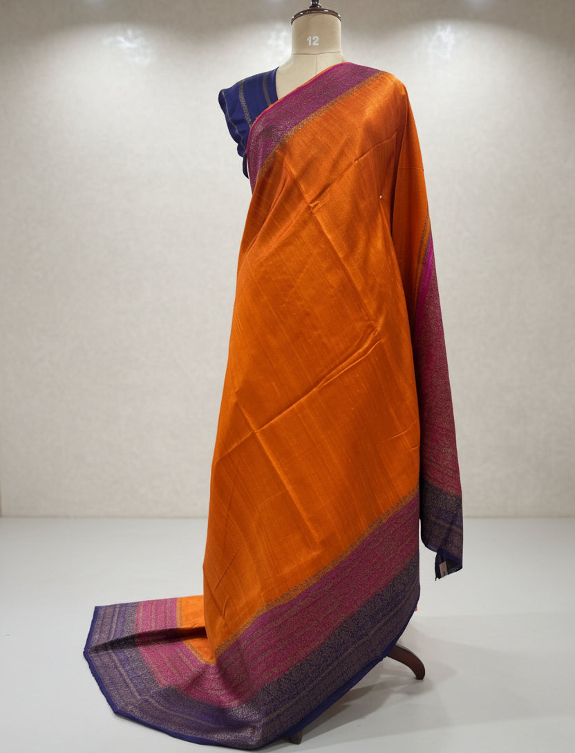 Orange small butta pure tussar crepe 104 silk saree