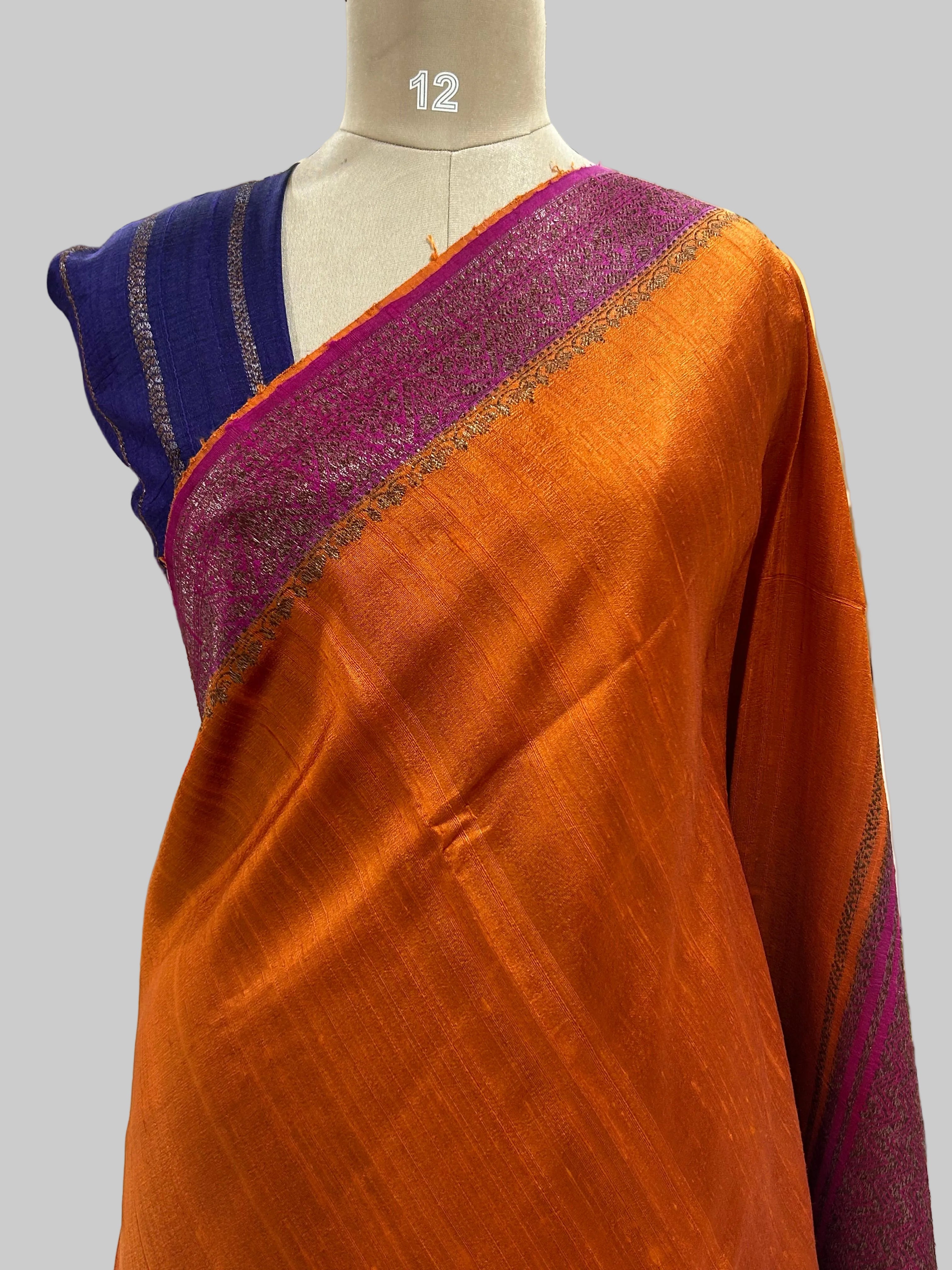 Orange small butta pure tussar crepe 104 silk saree