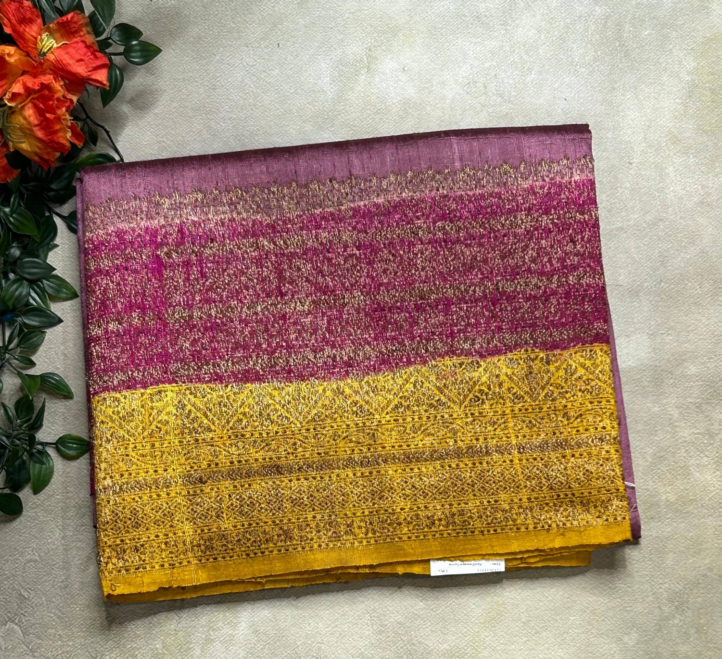 Onion pink small butta pure tussar crepe 104 silk saree