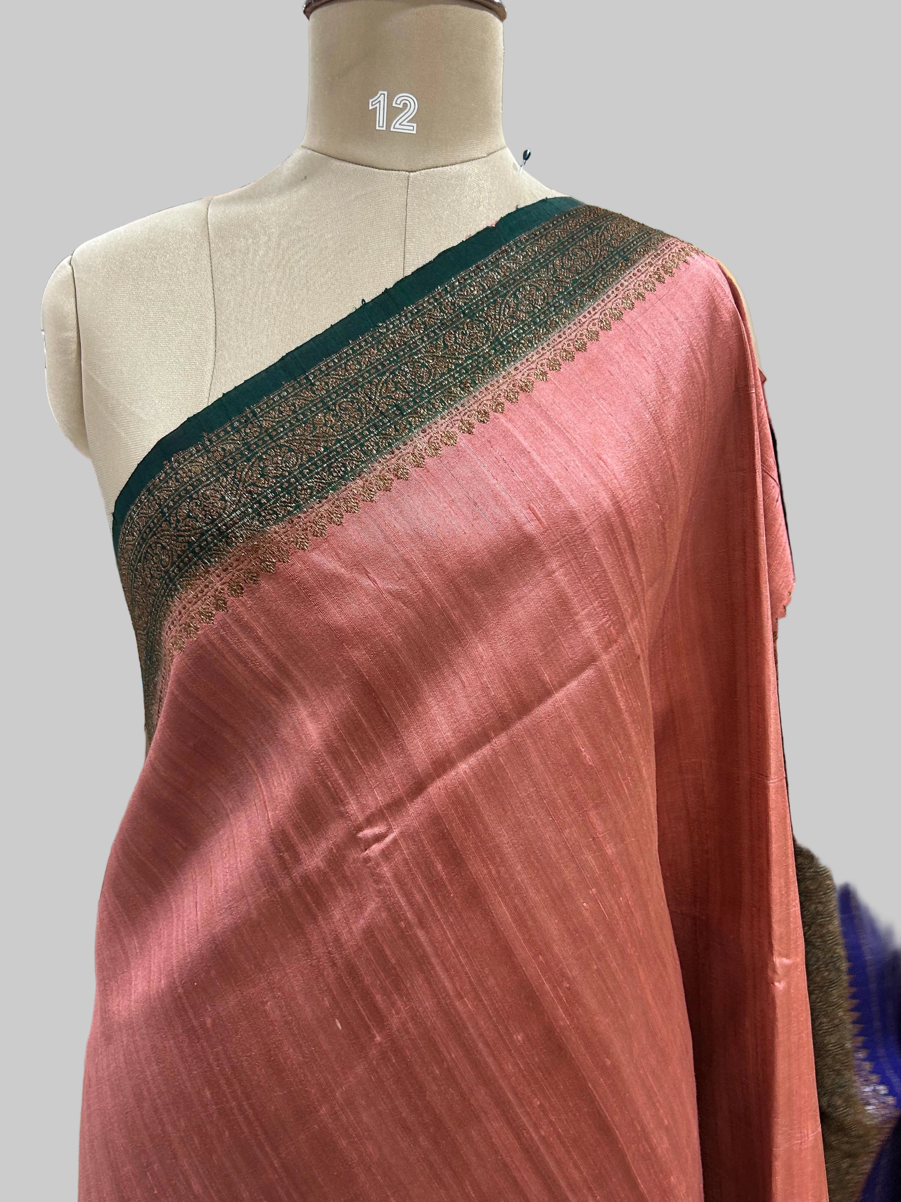 Light pink small butta pure tussar crepe 104 silk saree