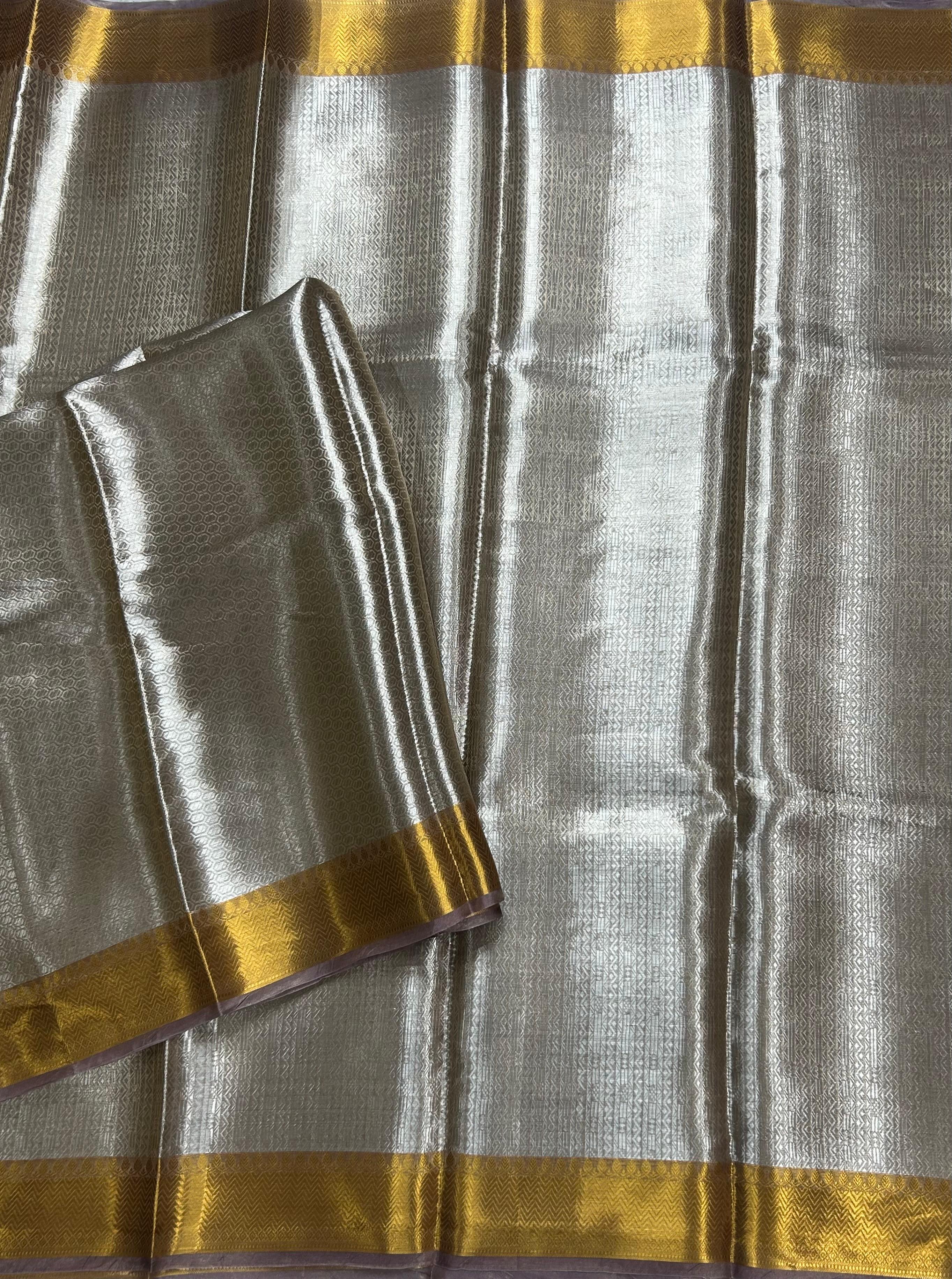 Silver brocade pure benarasi tissue 105 saree