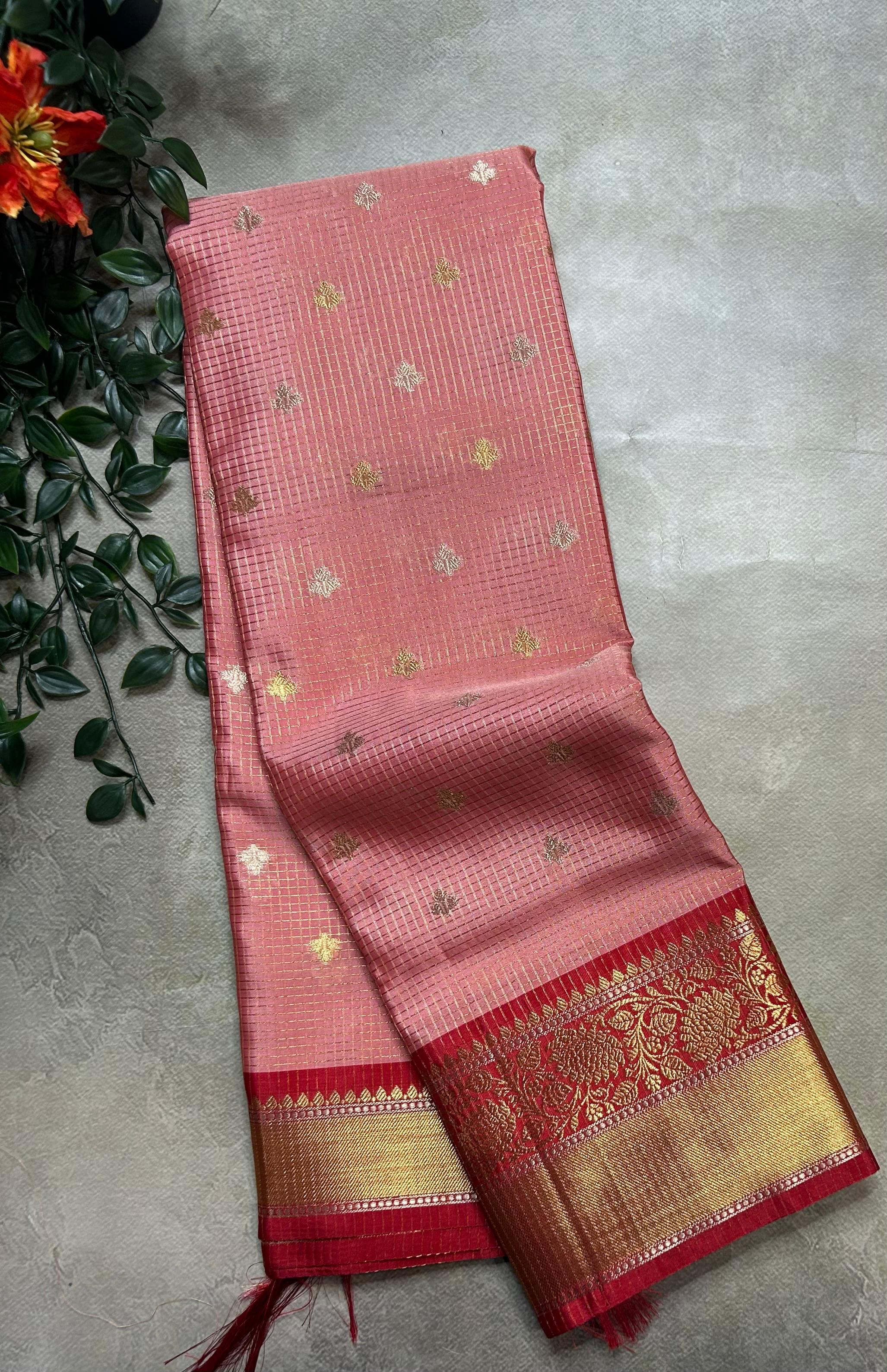 Pastel pink small semi Kanchi-105 saree
