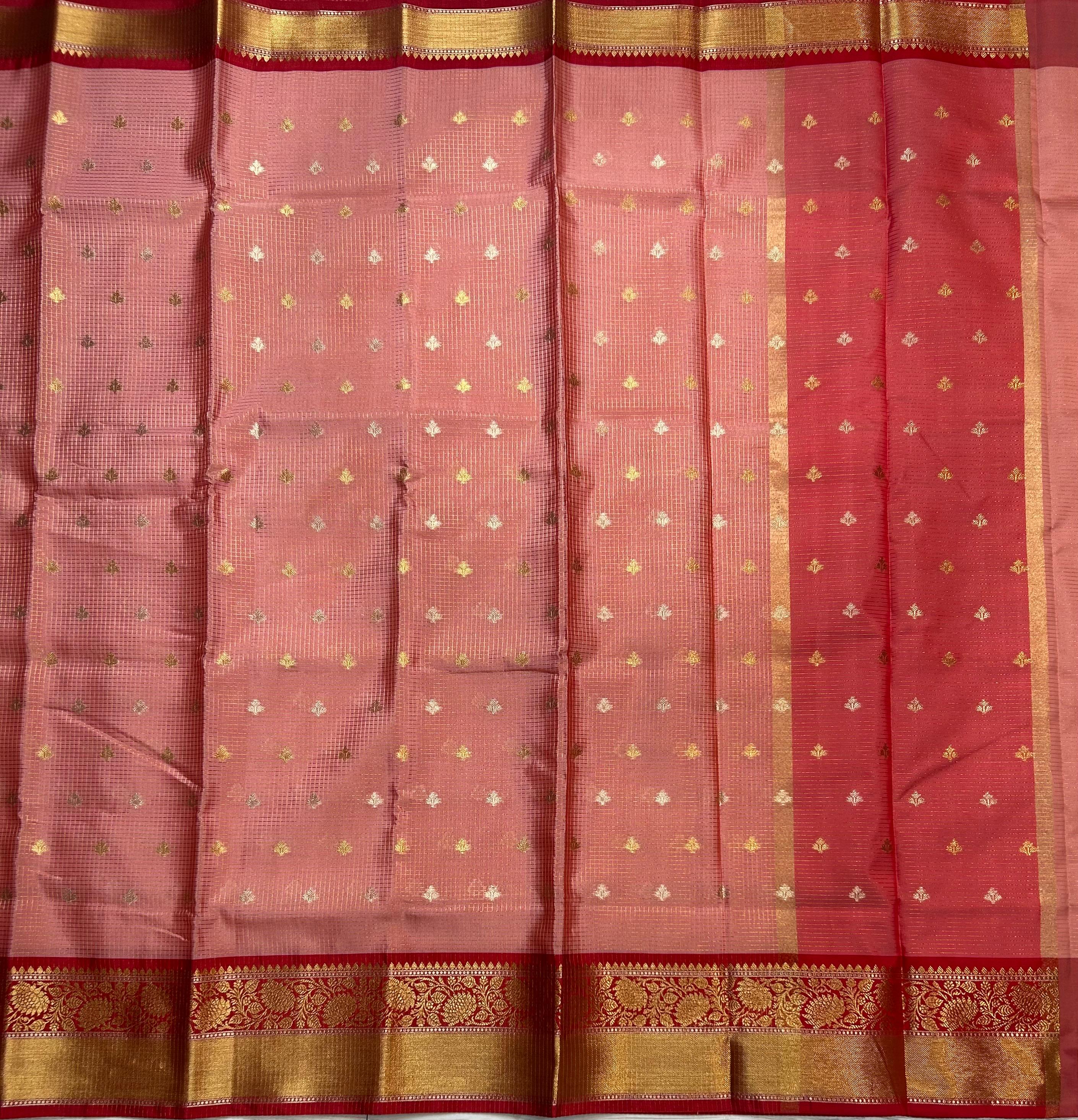 Pastel pink small semi Kanchi-105 saree