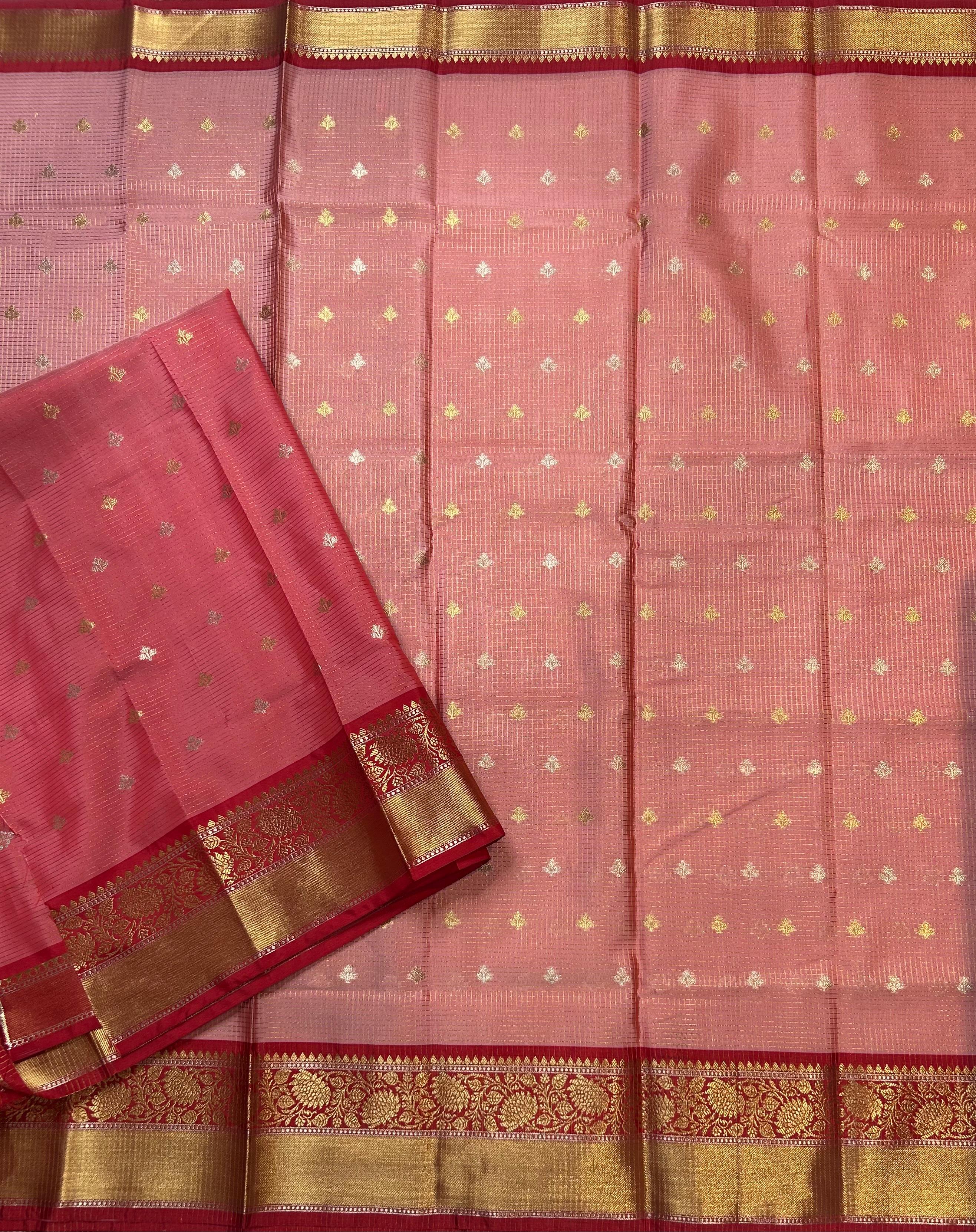 Pastel pink small semi Kanchi-105 saree