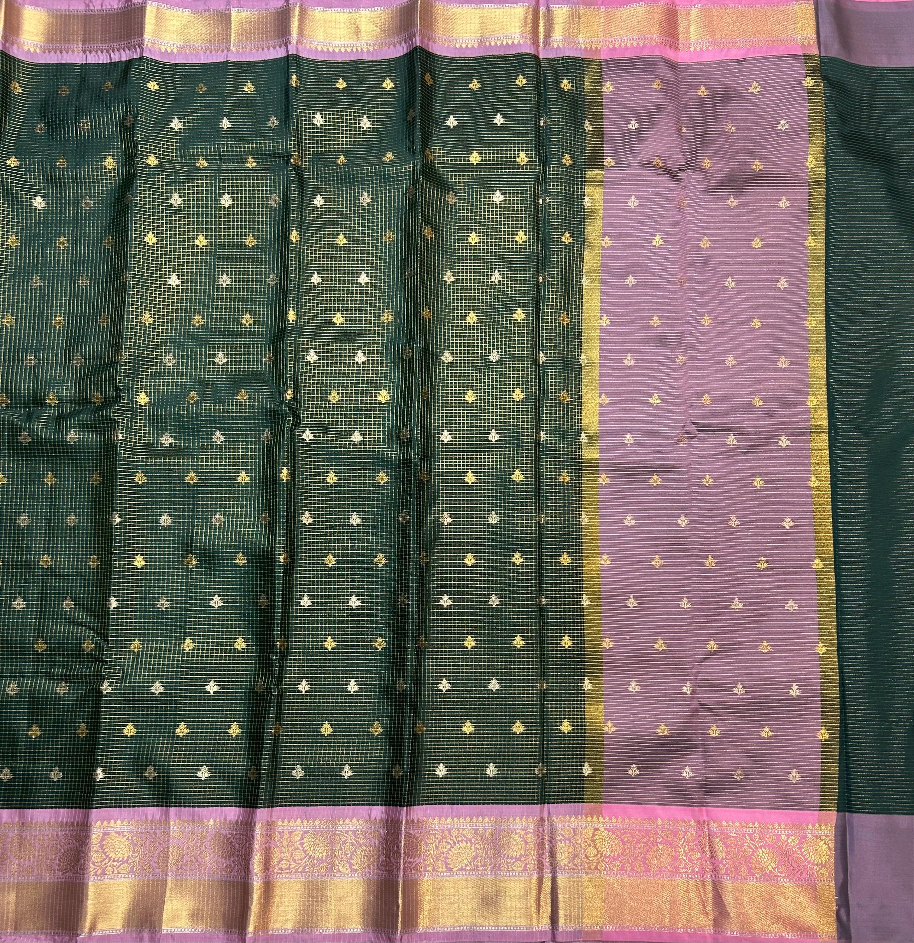 Bottle green small semi Kanchi-105 saree