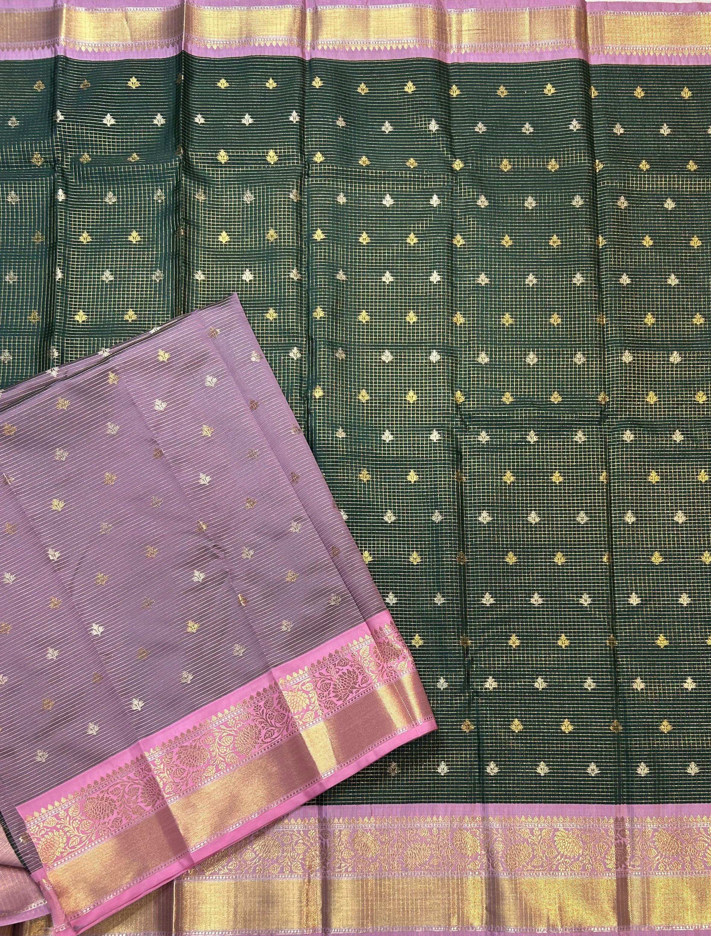 Bottle green small semi Kanchi-105 saree
