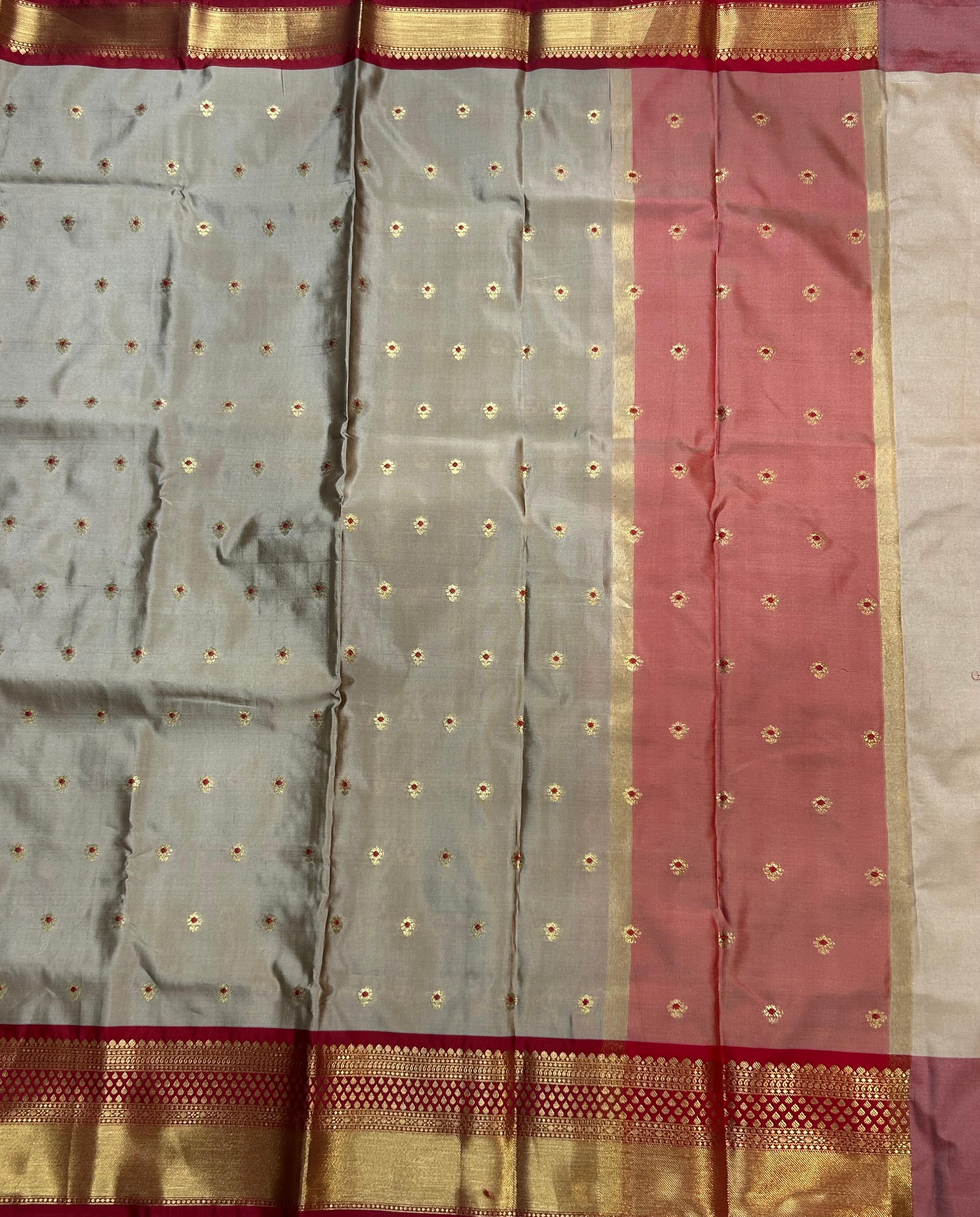 Beige small butta semi Kanchi-105 saree