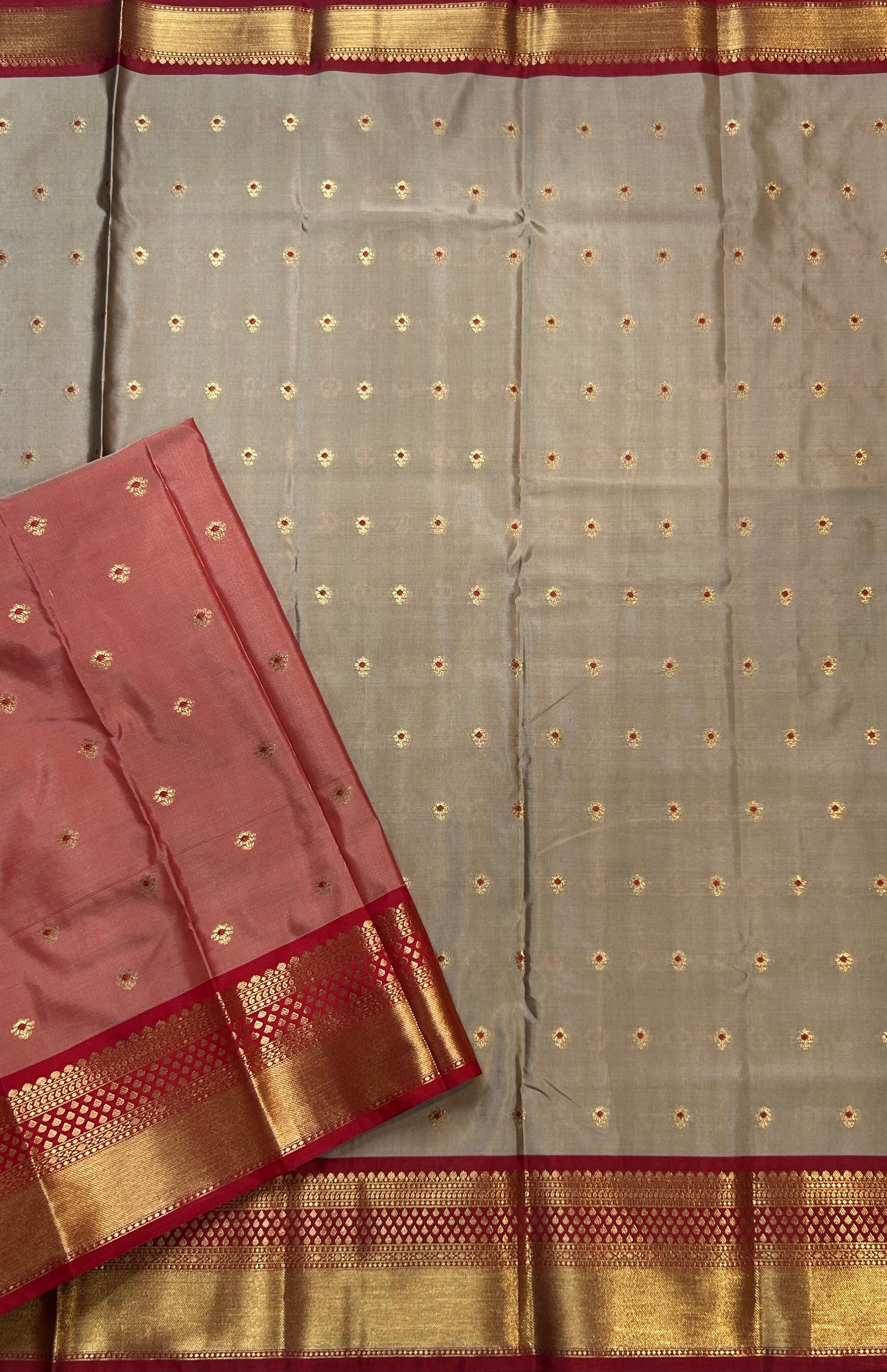 Beige small butta semi Kanchi-105 saree