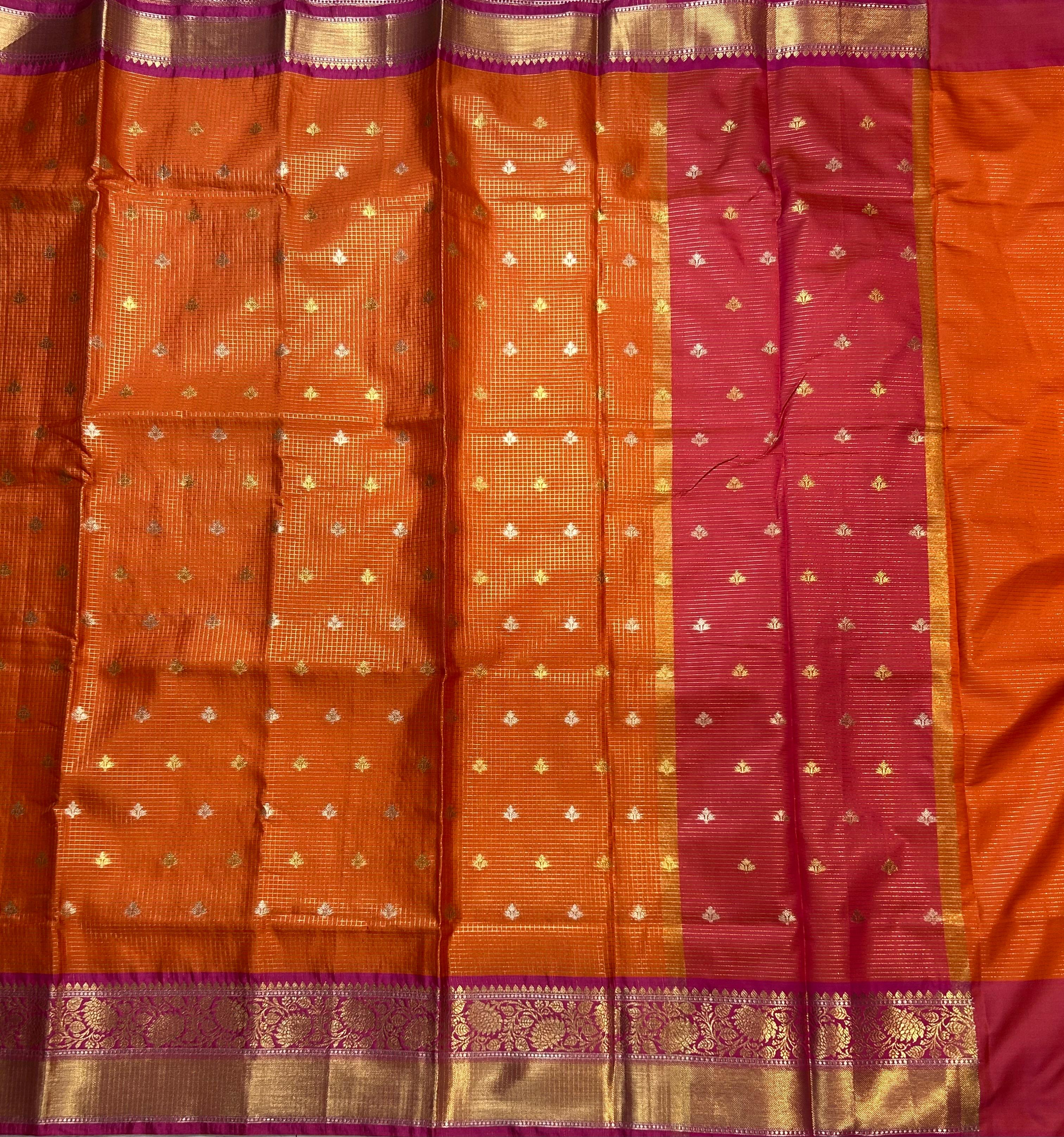 Orange small semi Kanchi-105 saree