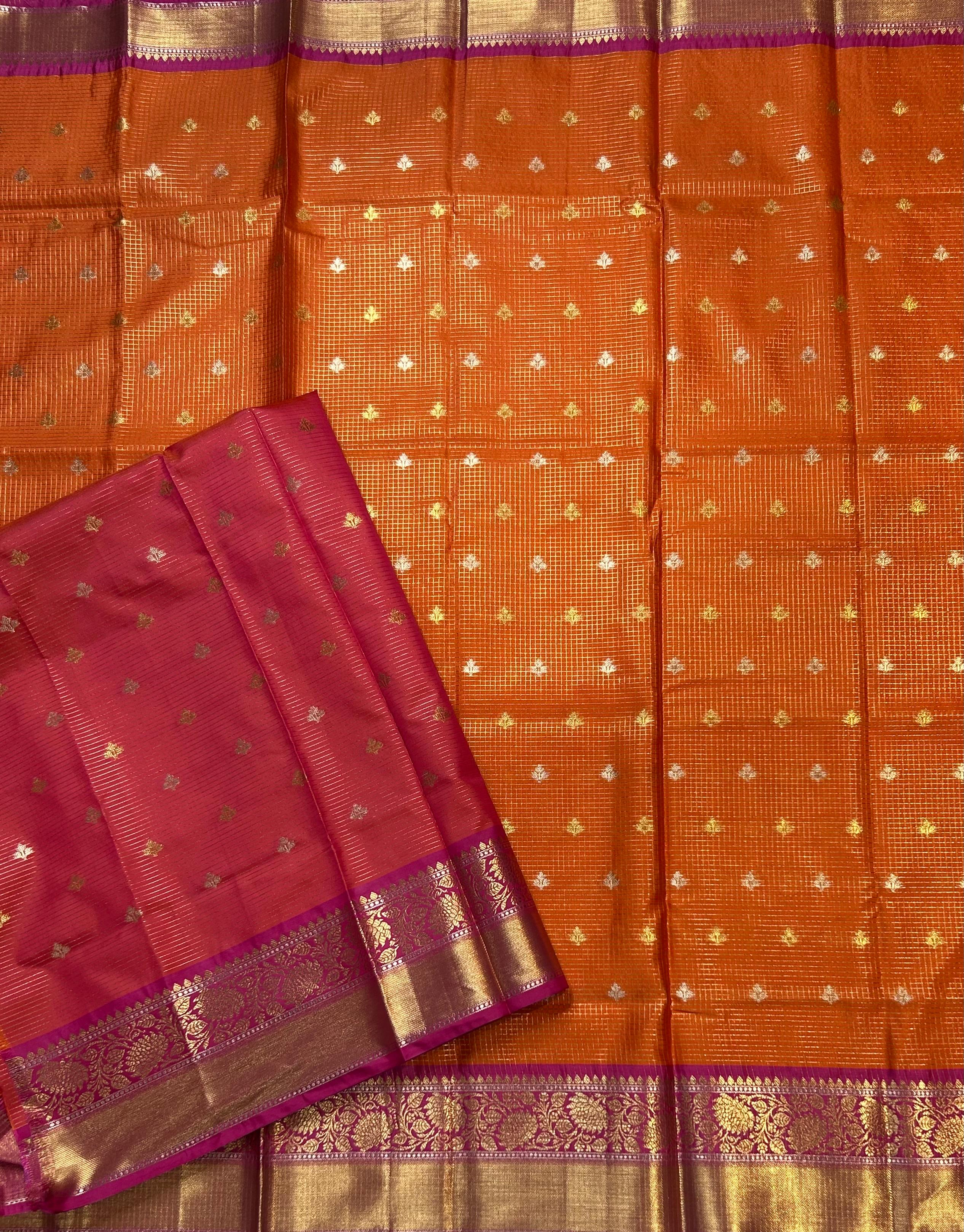 Orange small semi Kanchi-105 saree