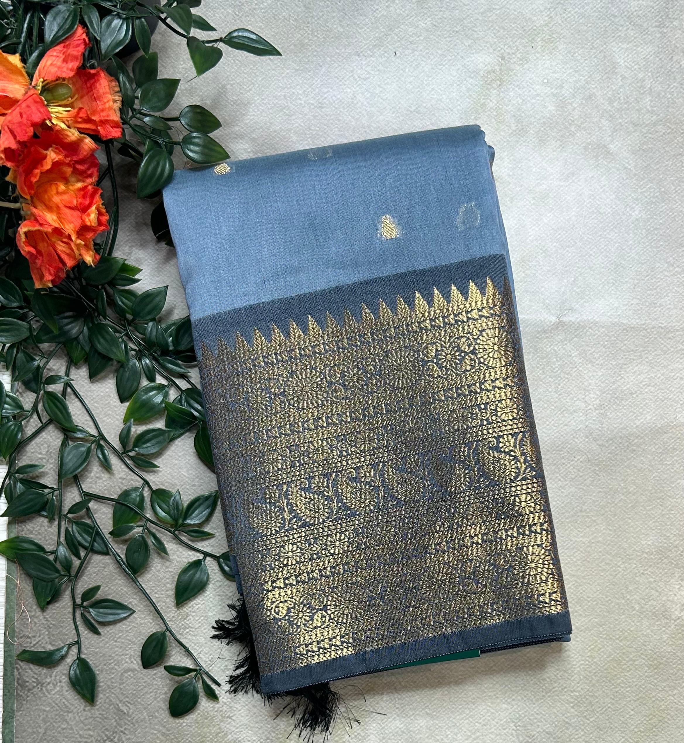 Grey small butta chanderi saree -105 saree