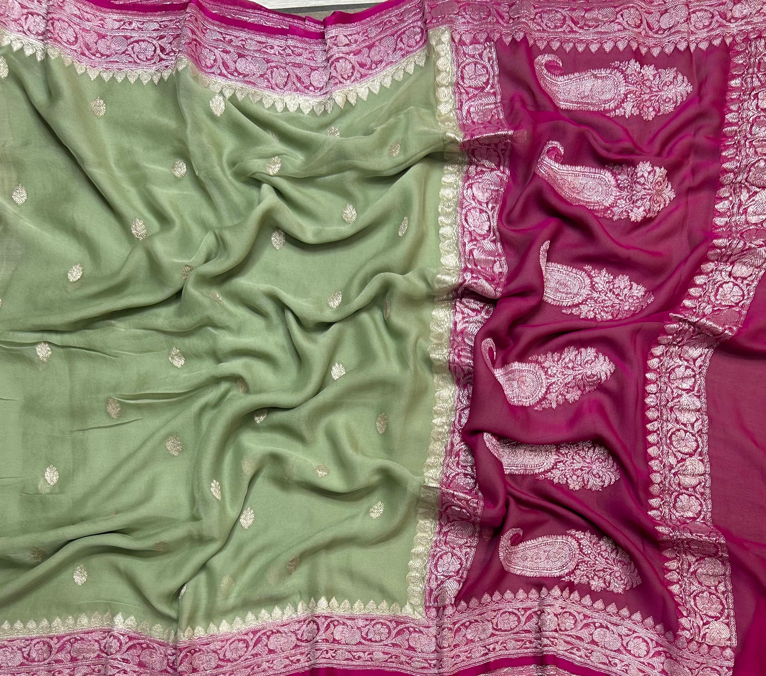 Pastel Green small butta pure chiffon 104 saree