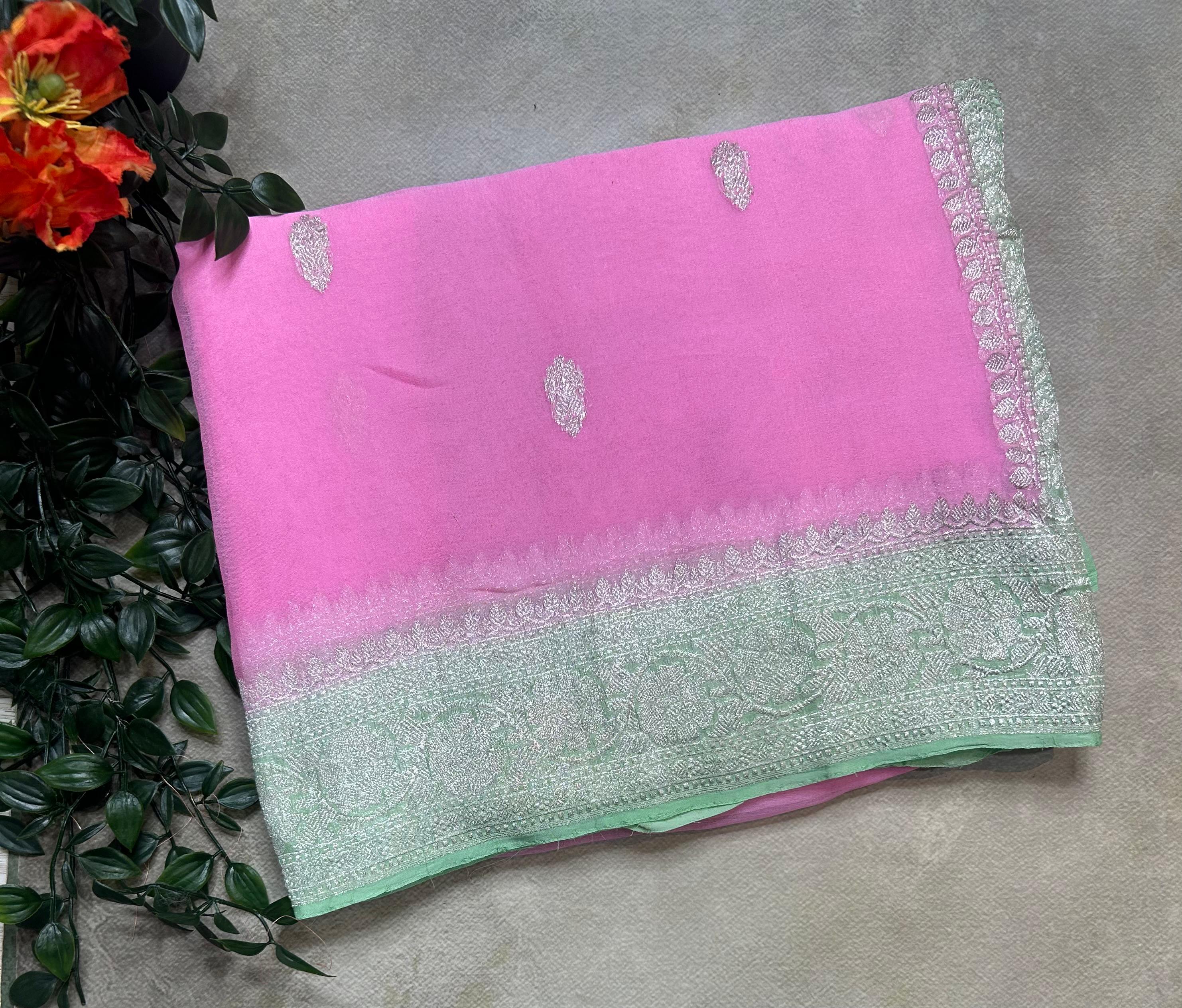 Light pink small butta pure chiffon 104 saree