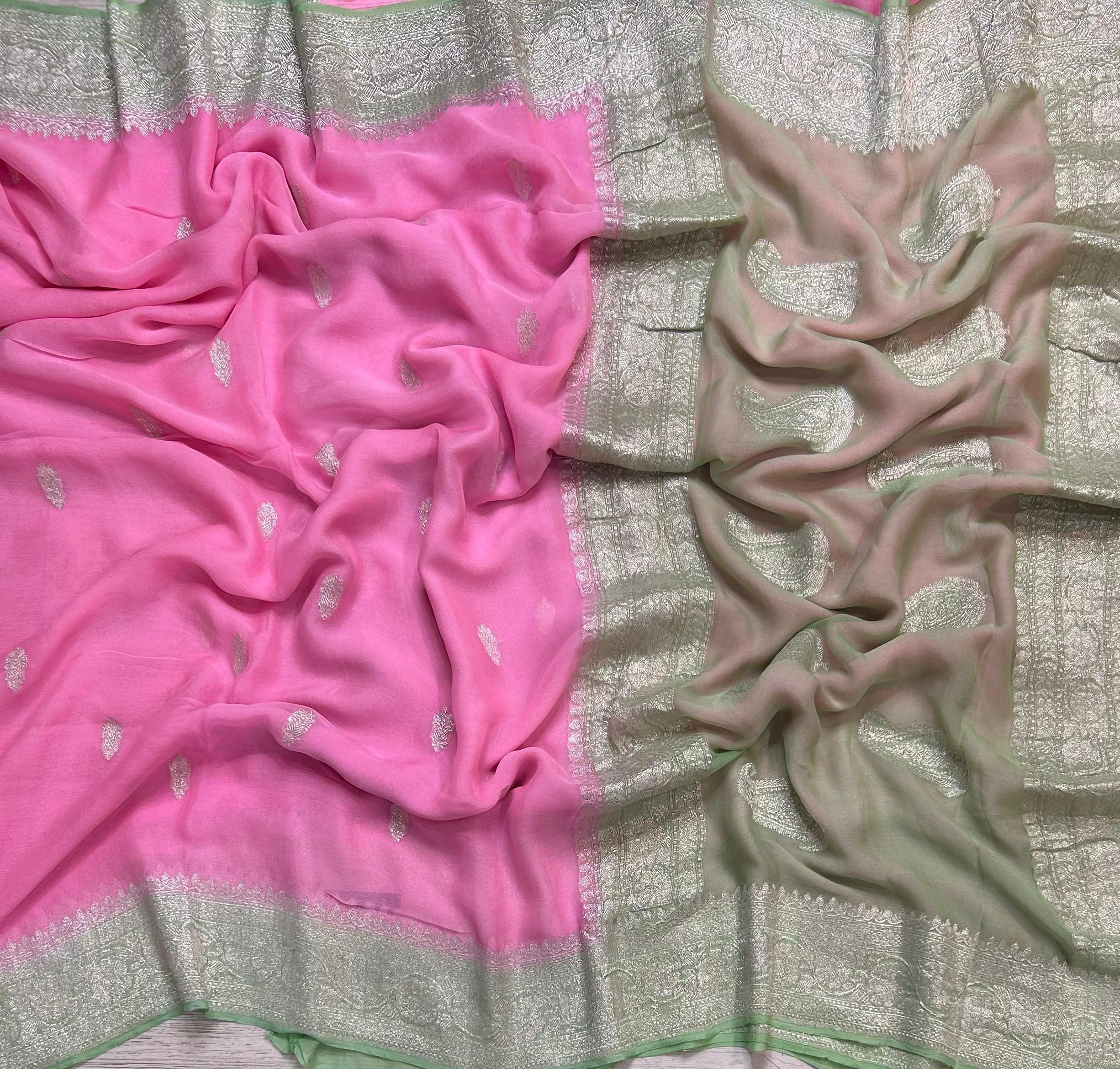 Light pink small butta pure chiffon 104 saree