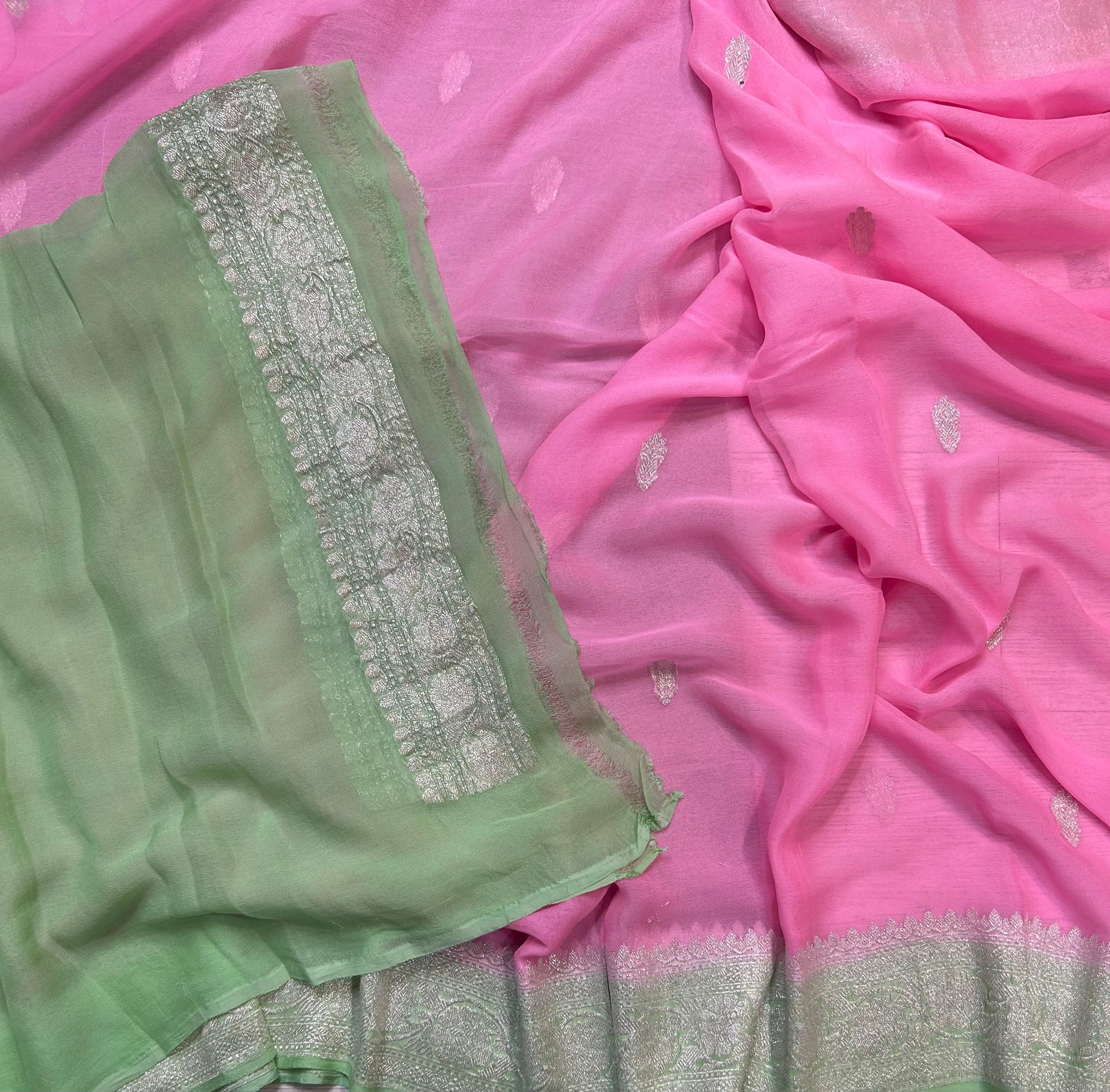 Light pink small butta pure chiffon 104 saree