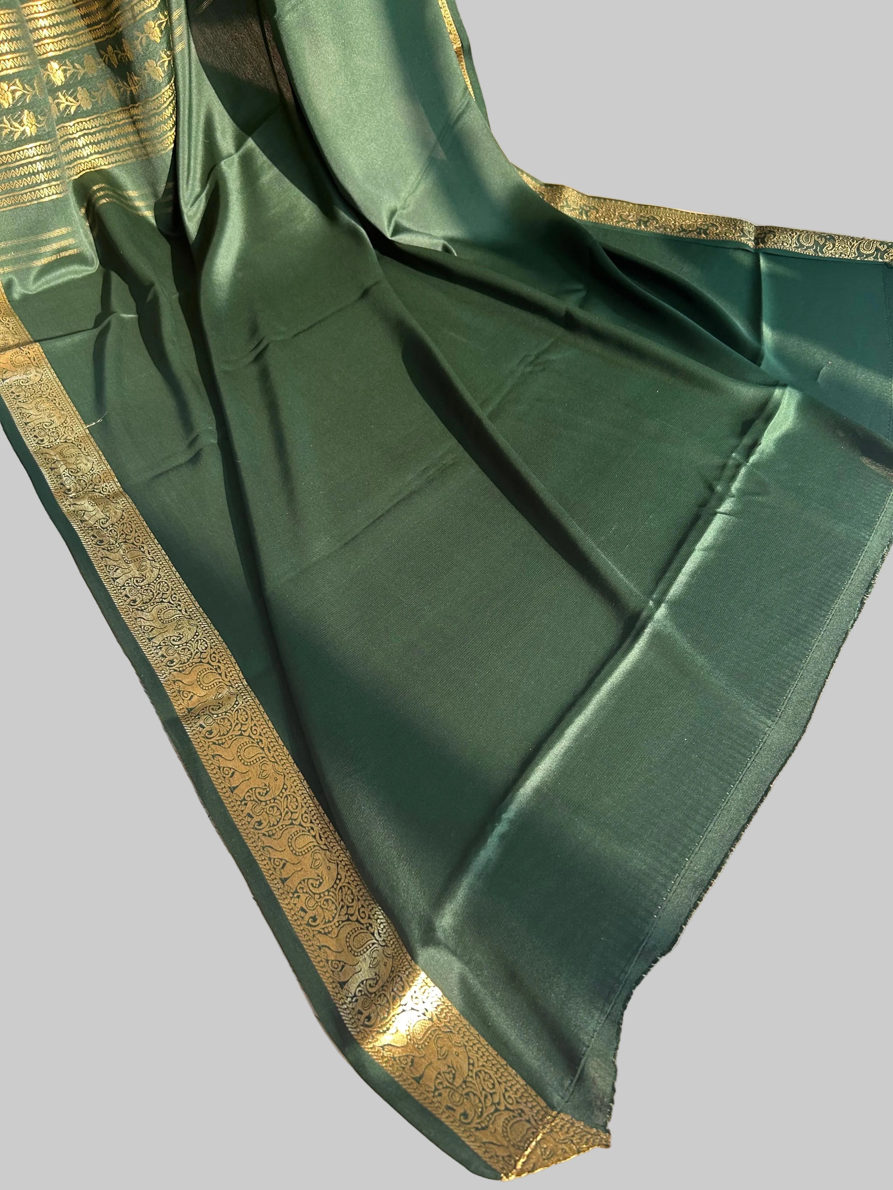 2D small border partly pallu pure Mysore silk saree 105