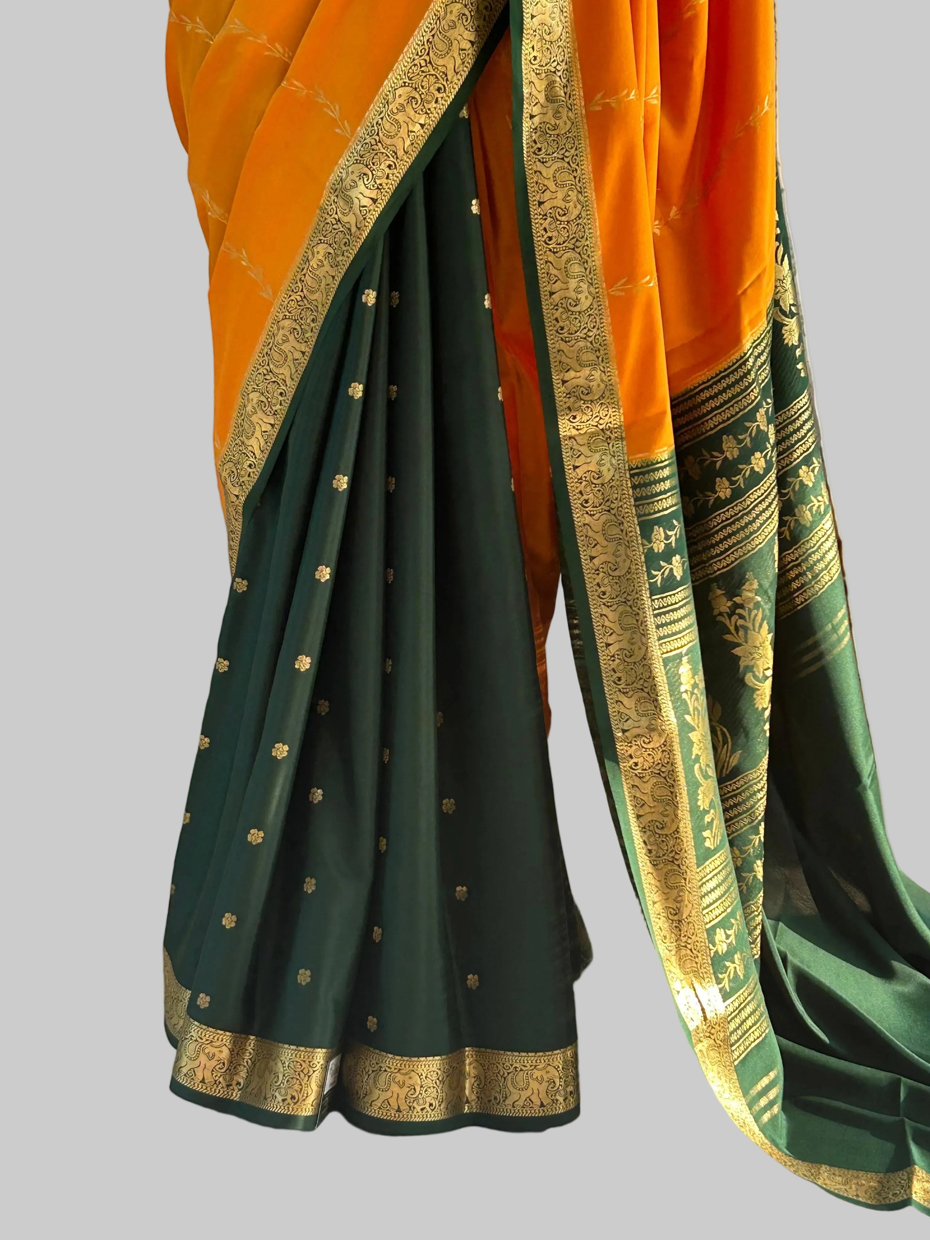 2D small border partly pallu pure Mysore silk saree 105