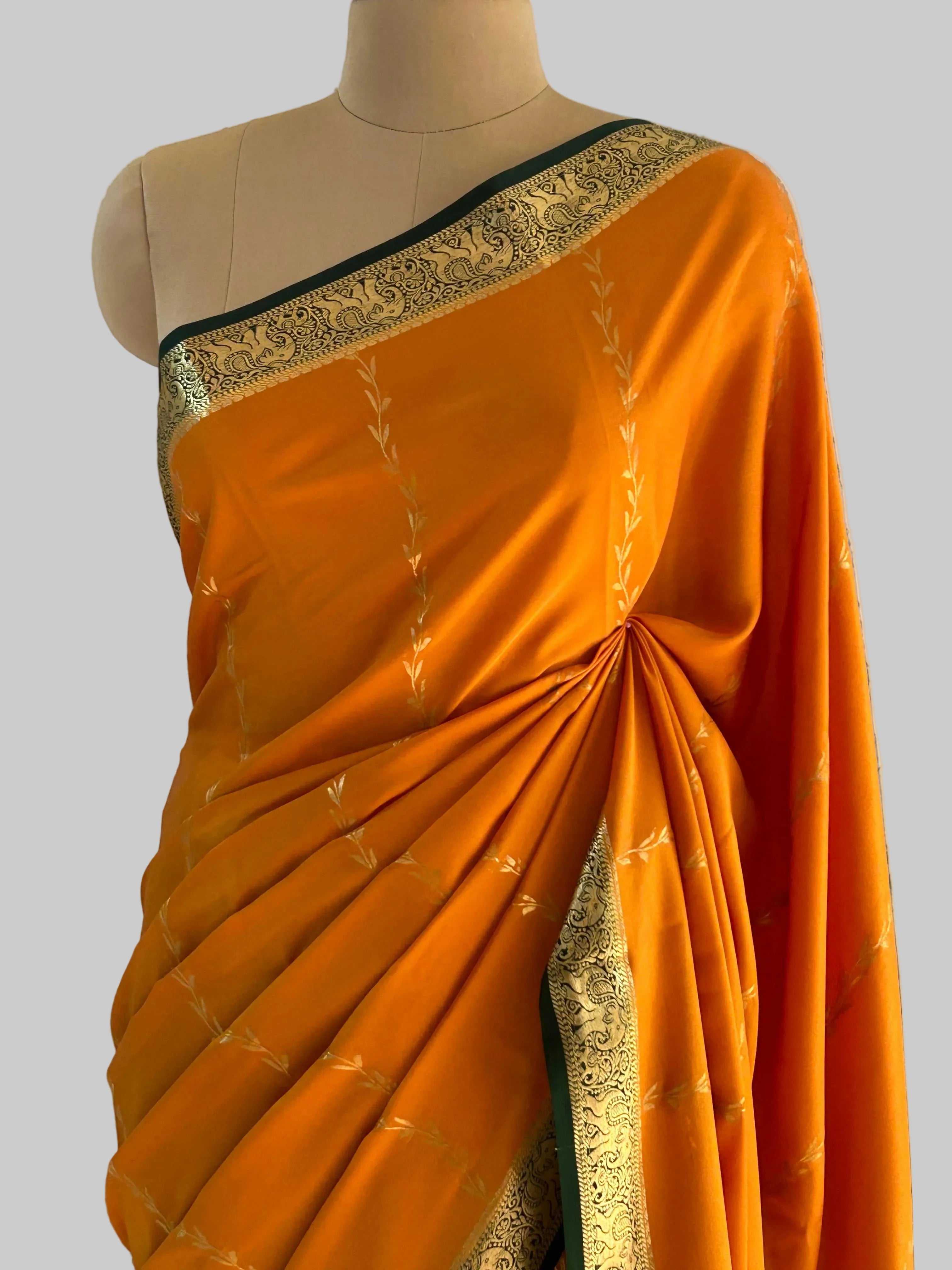 2D small border partly pallu pure Mysore silk saree 105