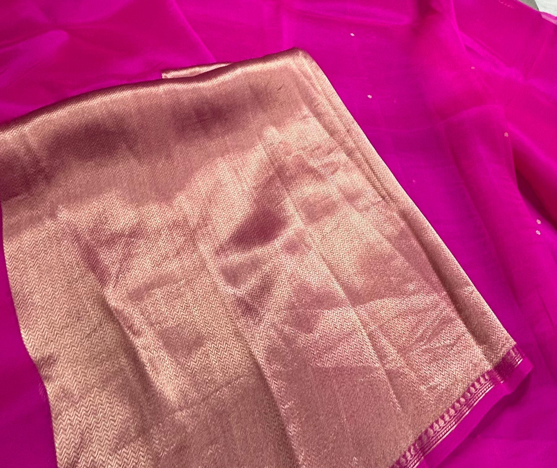 Pink pure kora 105 organza silk saree