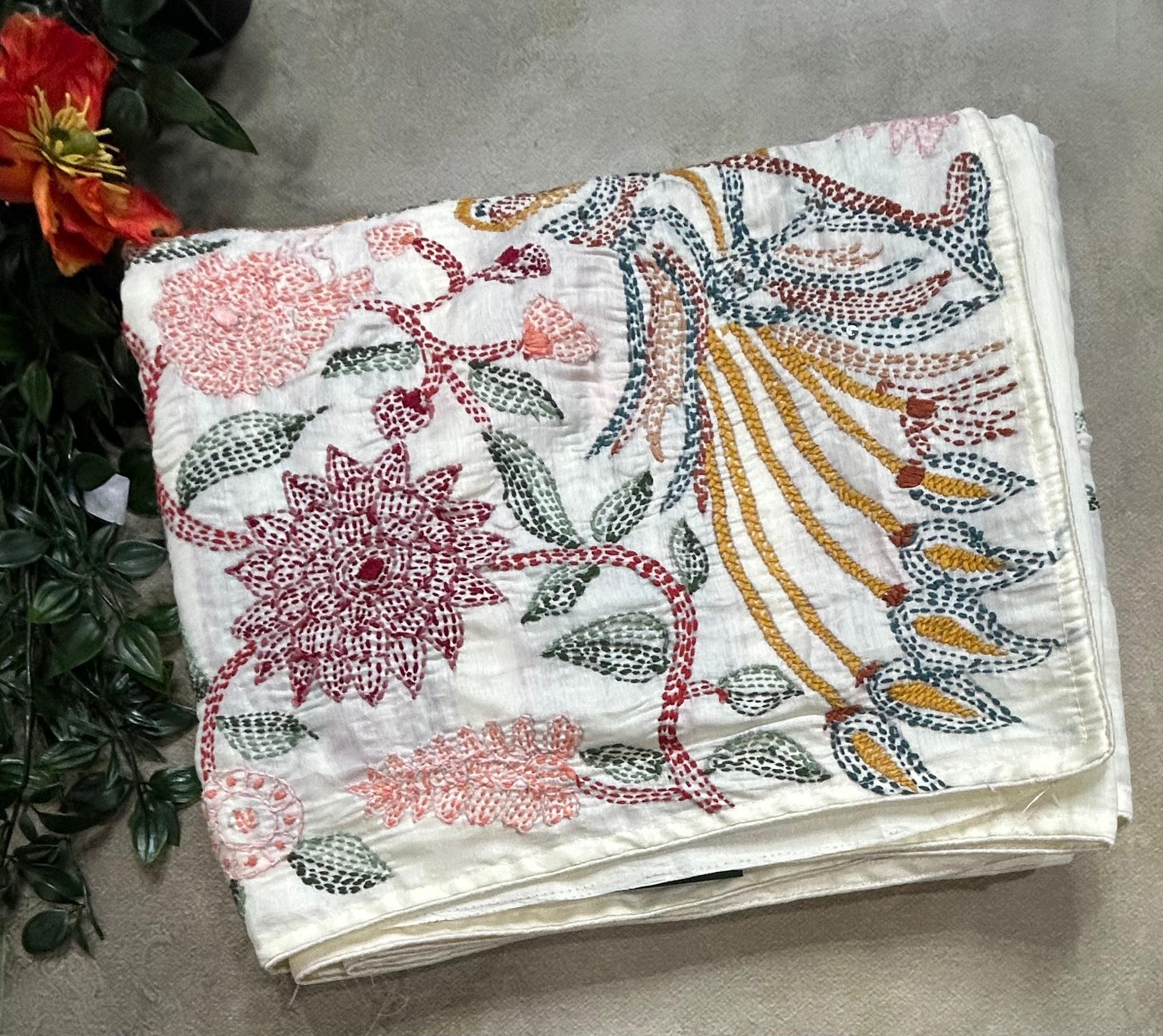 White embroidery semi tussar crepe 105 saree