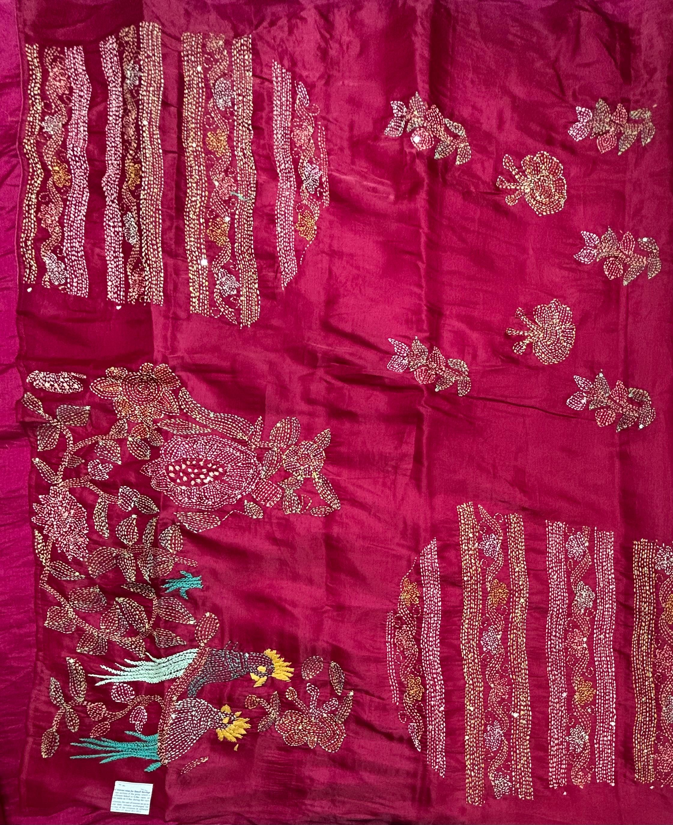 Pink embroidery semi tussar crepe 105 saree