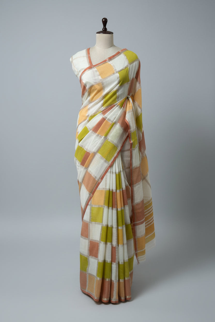 Rankart soft tussar crepe checks 105 saree