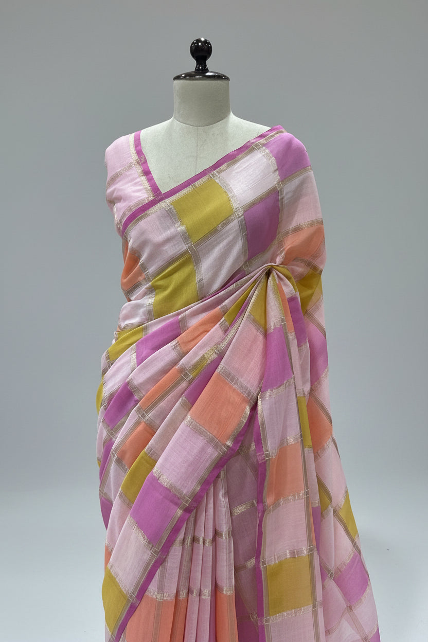 Rankart soft tussar crepe checks 105 saree