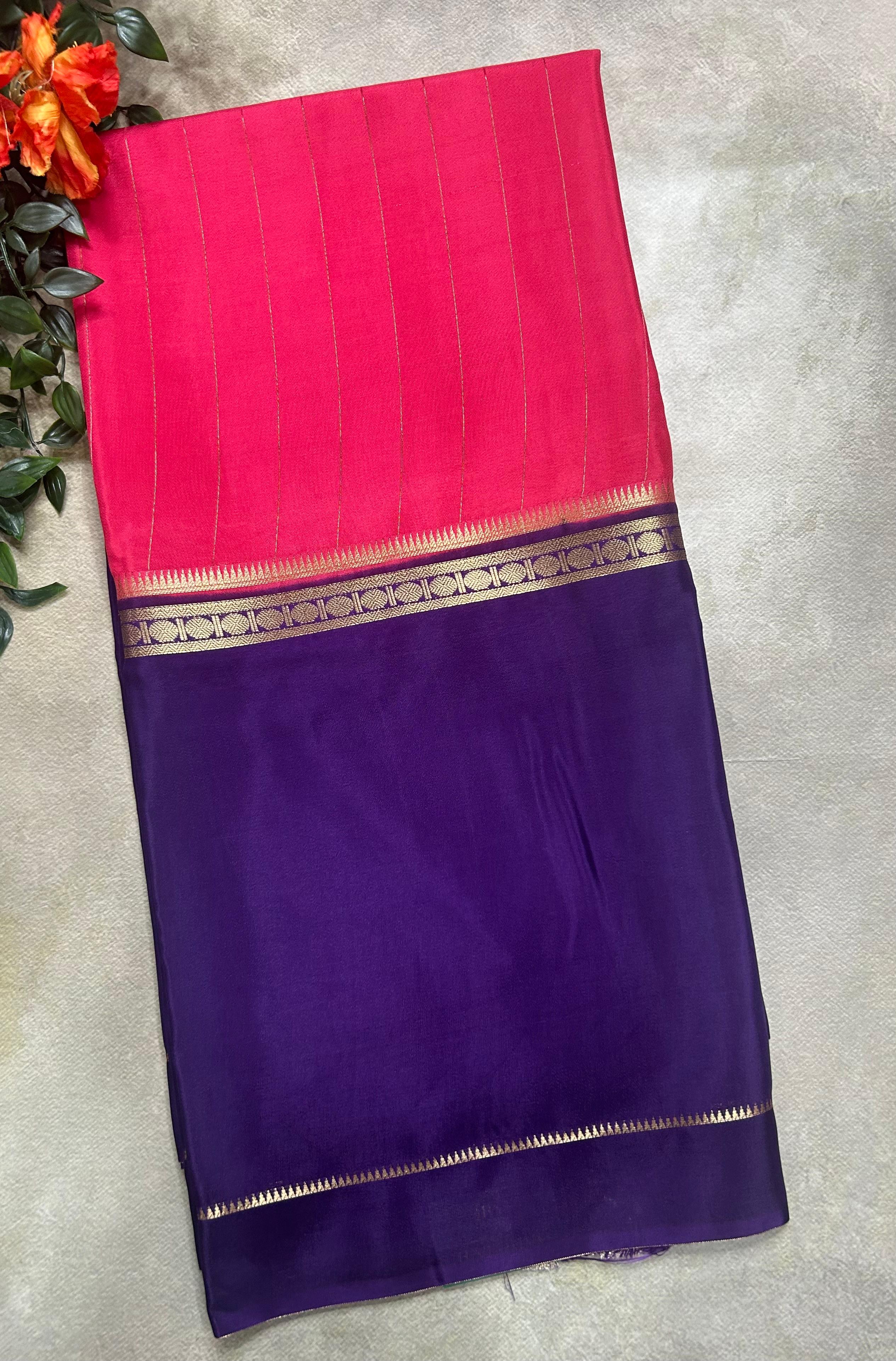 2D stripes semi Mysore crepe 105 saree