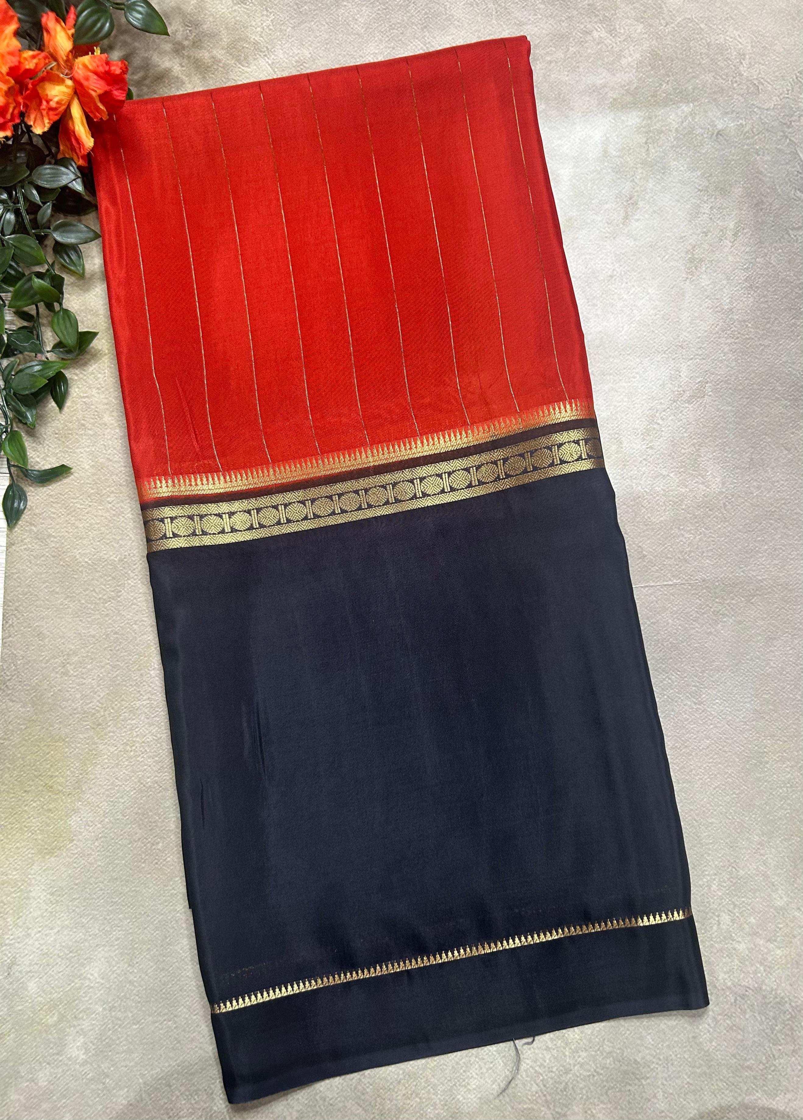 2D stripes semi Mysore crepe 105 saree
