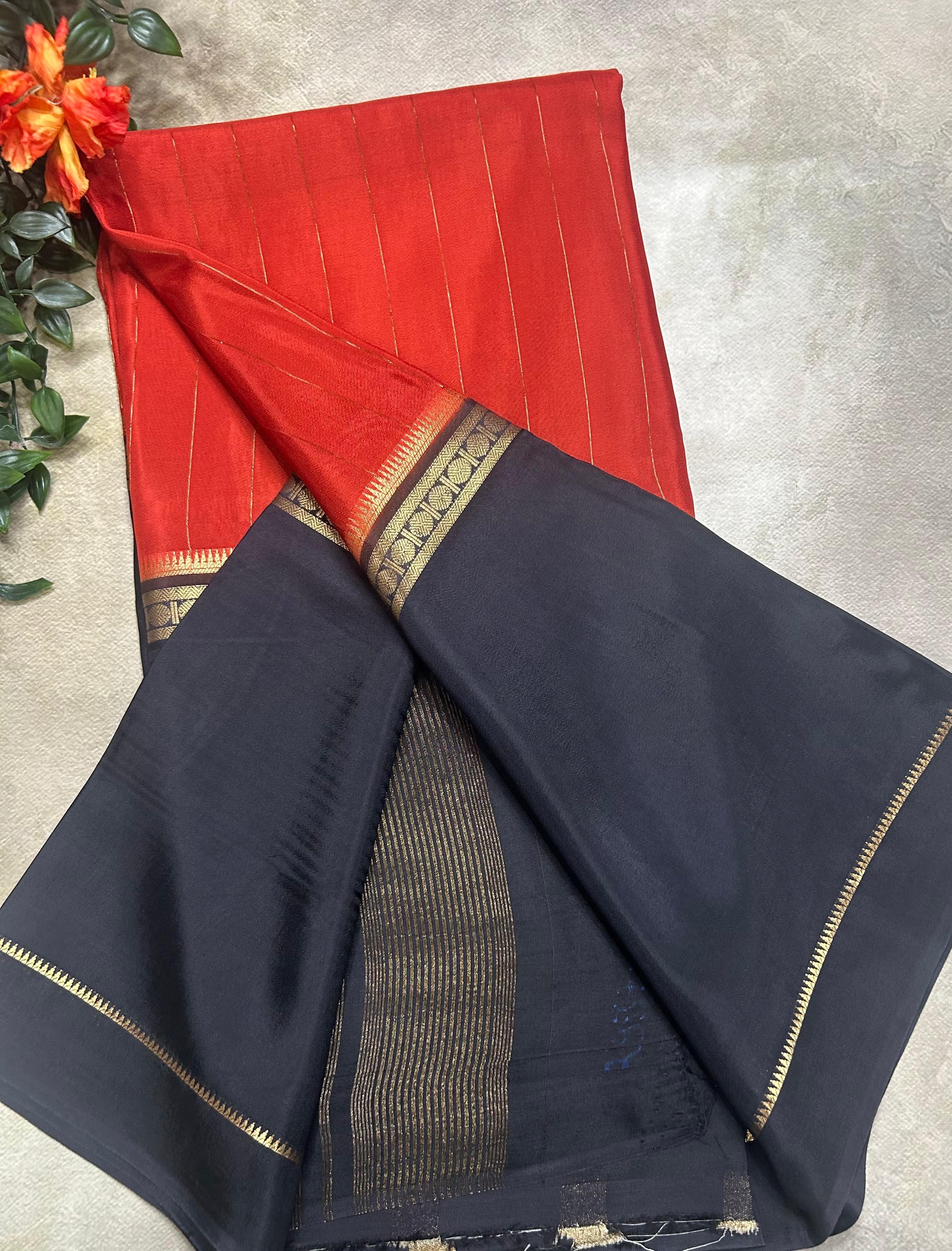 2D stripes semi Mysore crepe 105 saree